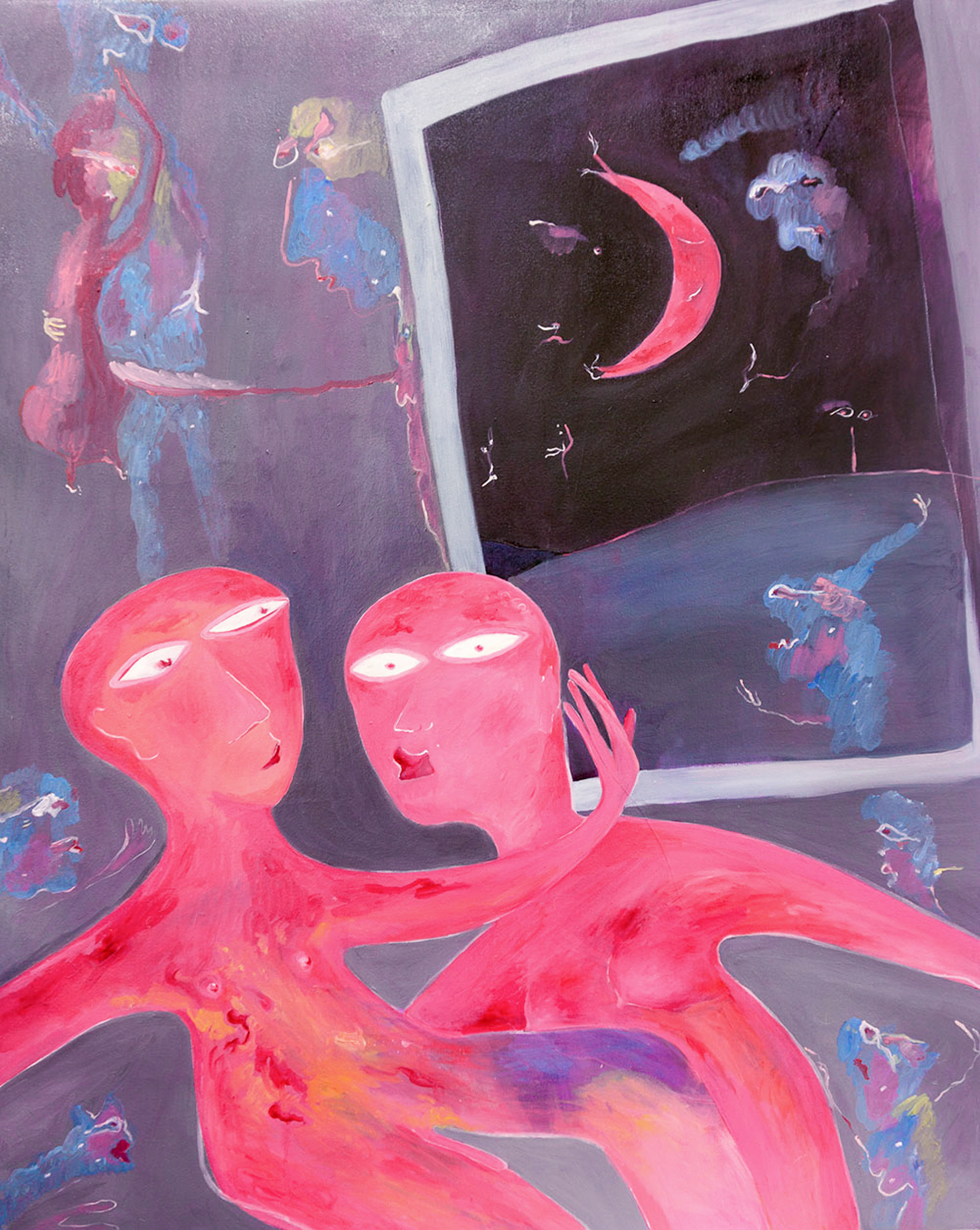 Did you see something!? Oil on canvas, 82x100cm