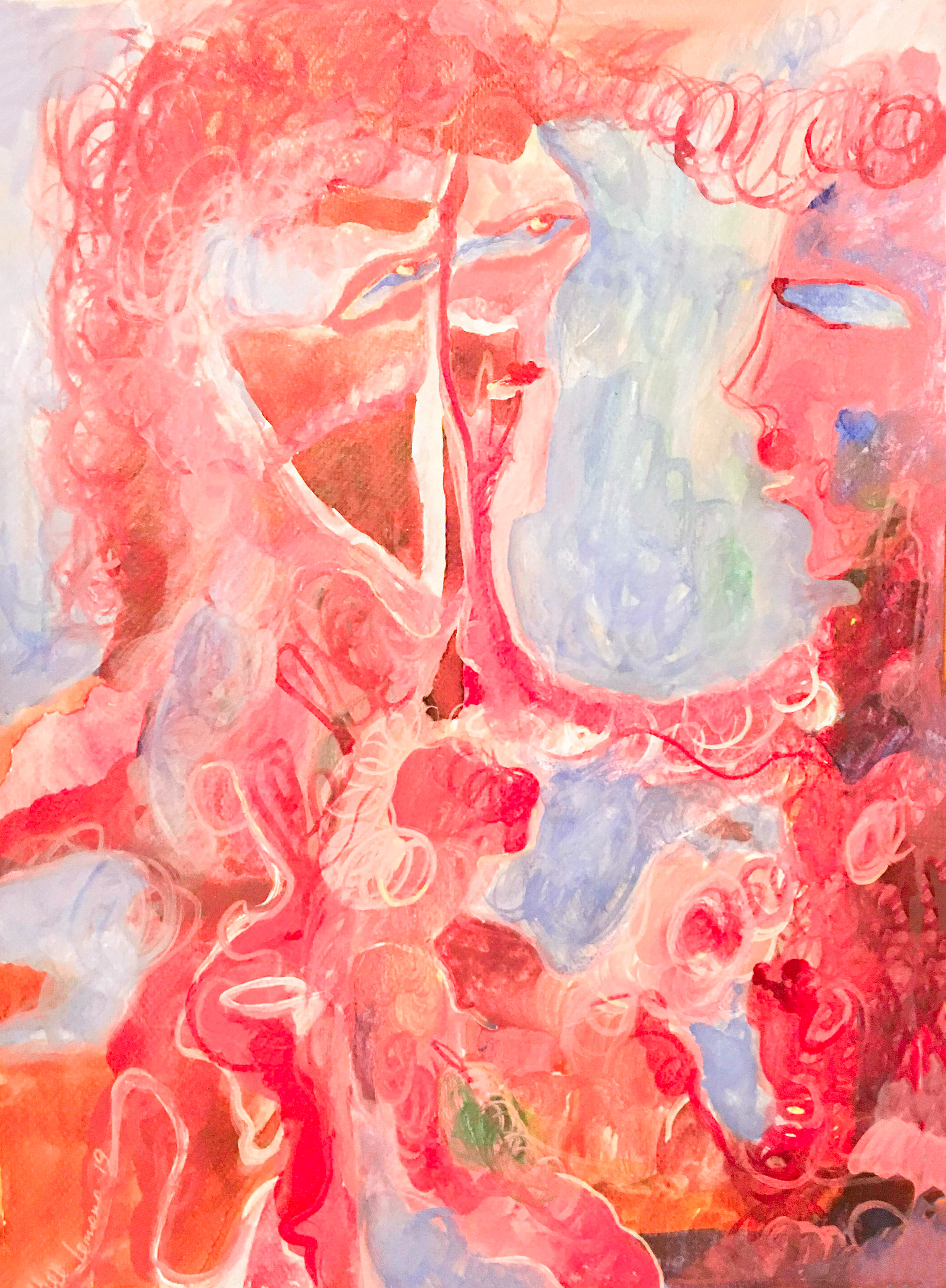 She is on Fire, mixed media, 29x21cm