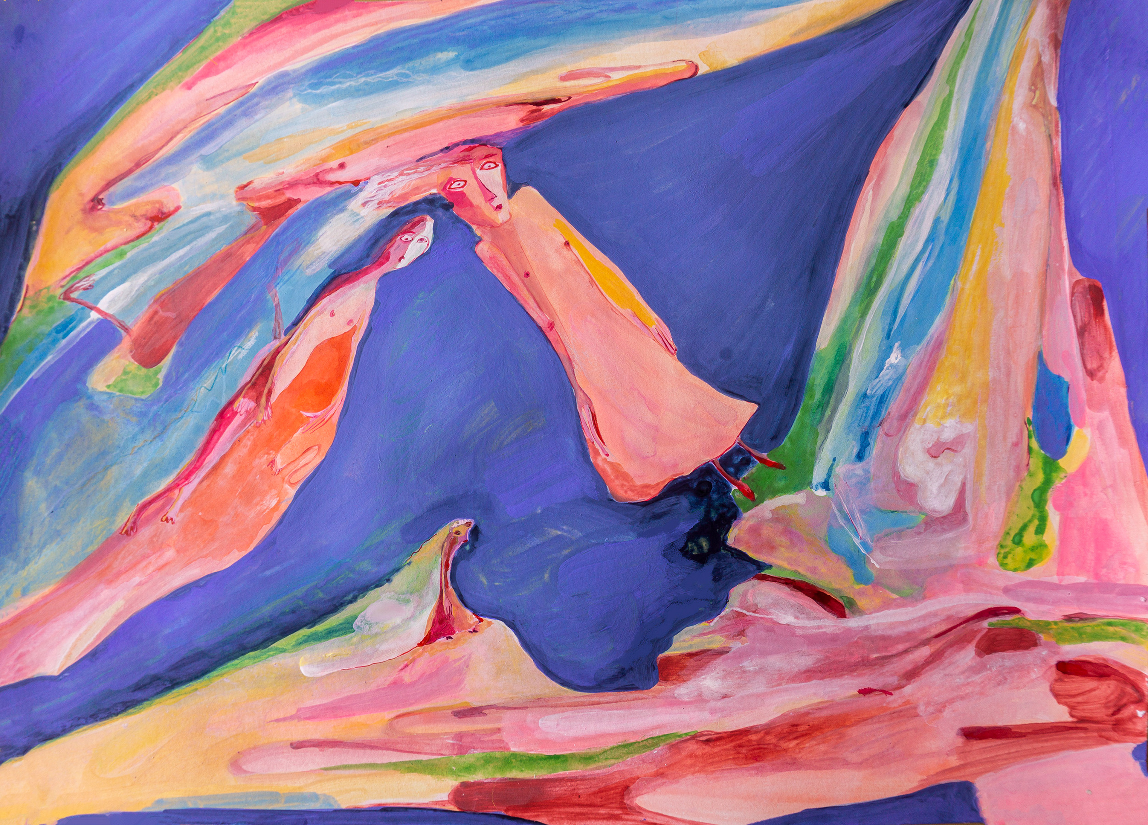Taken by a surprise, mixed media on paper, 42x30cm