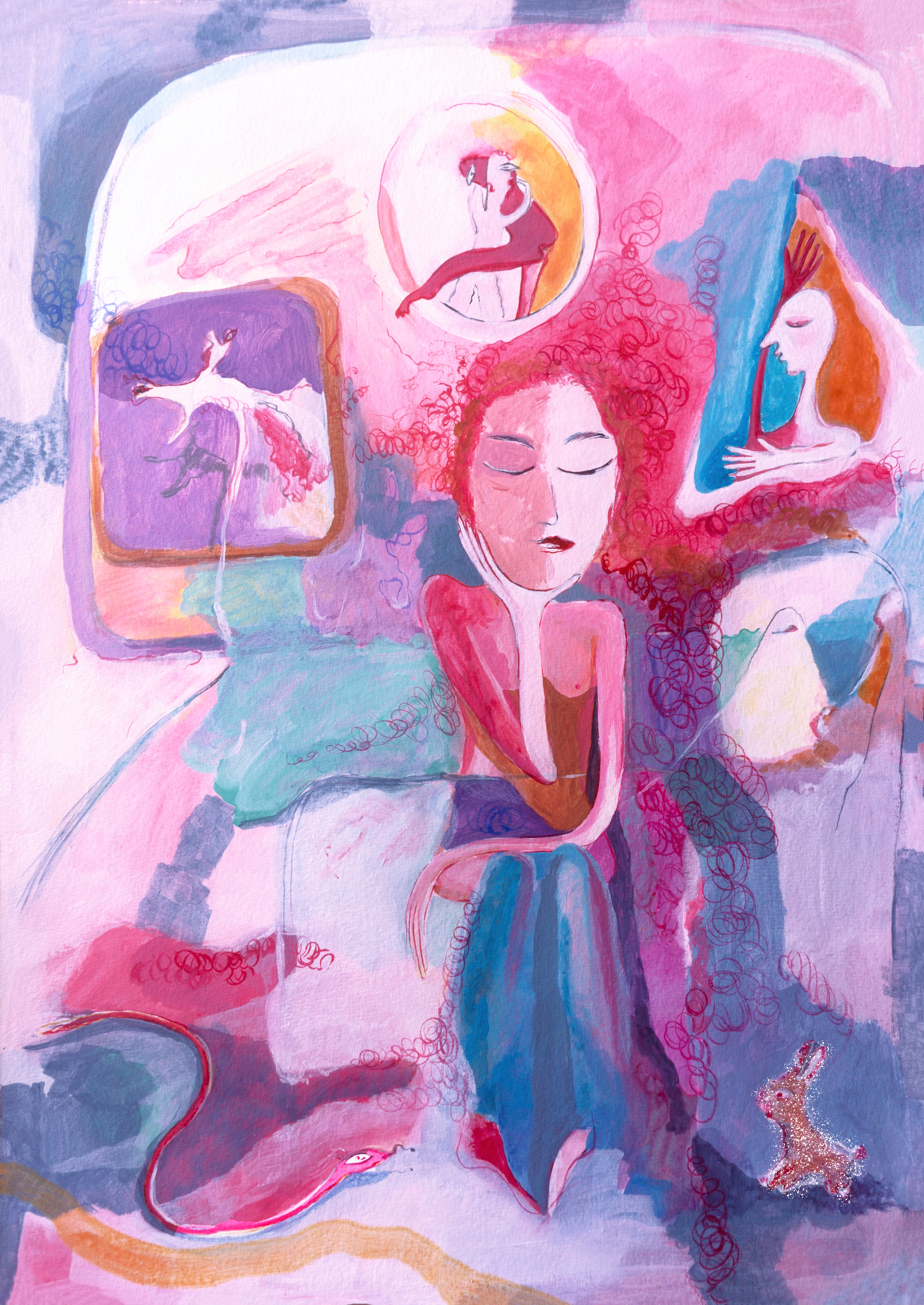 Different corners of this particular thinking, mixed media on paper, 42x30cm