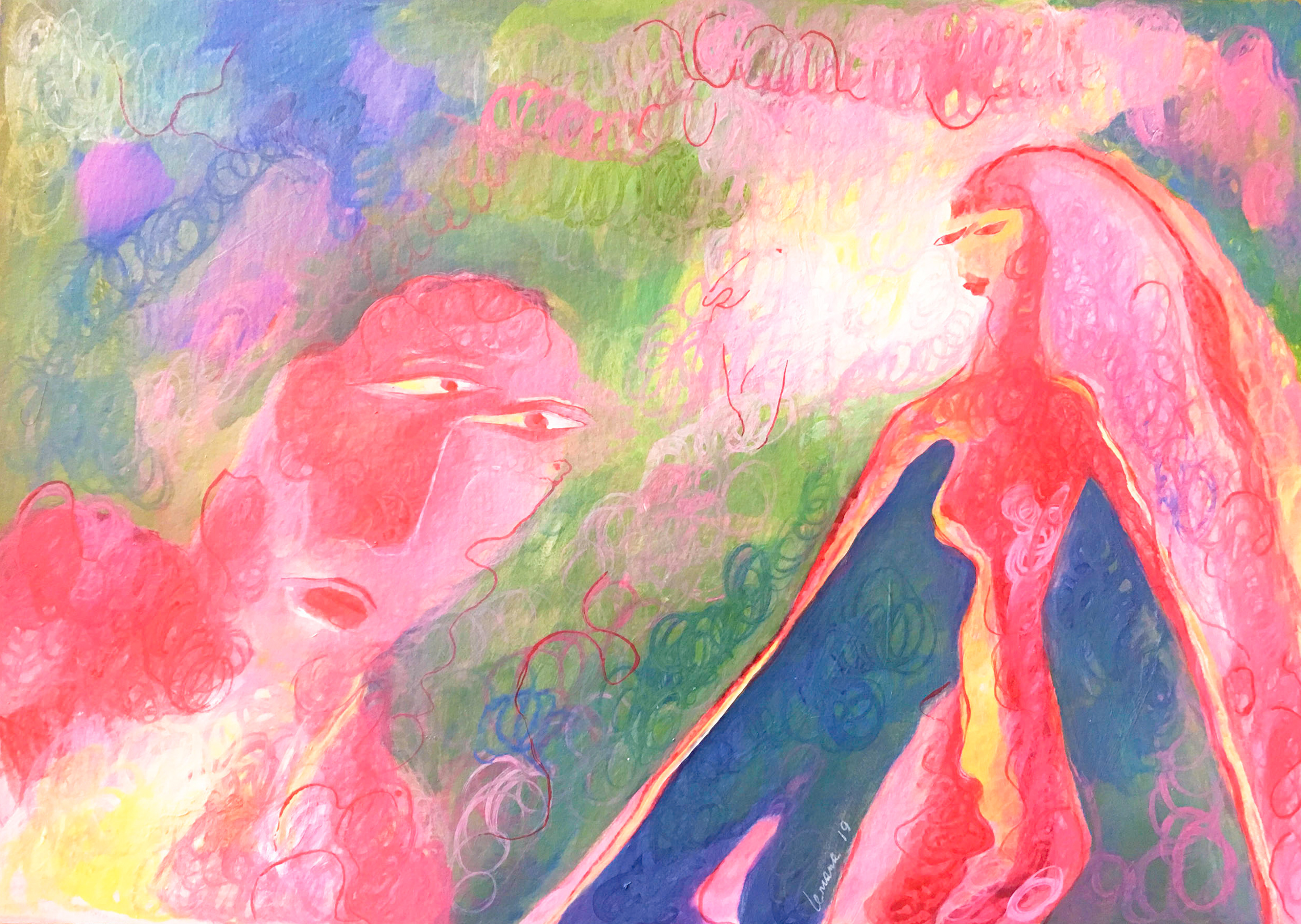 Will she say, yes?! Mixed media, 42x29cm