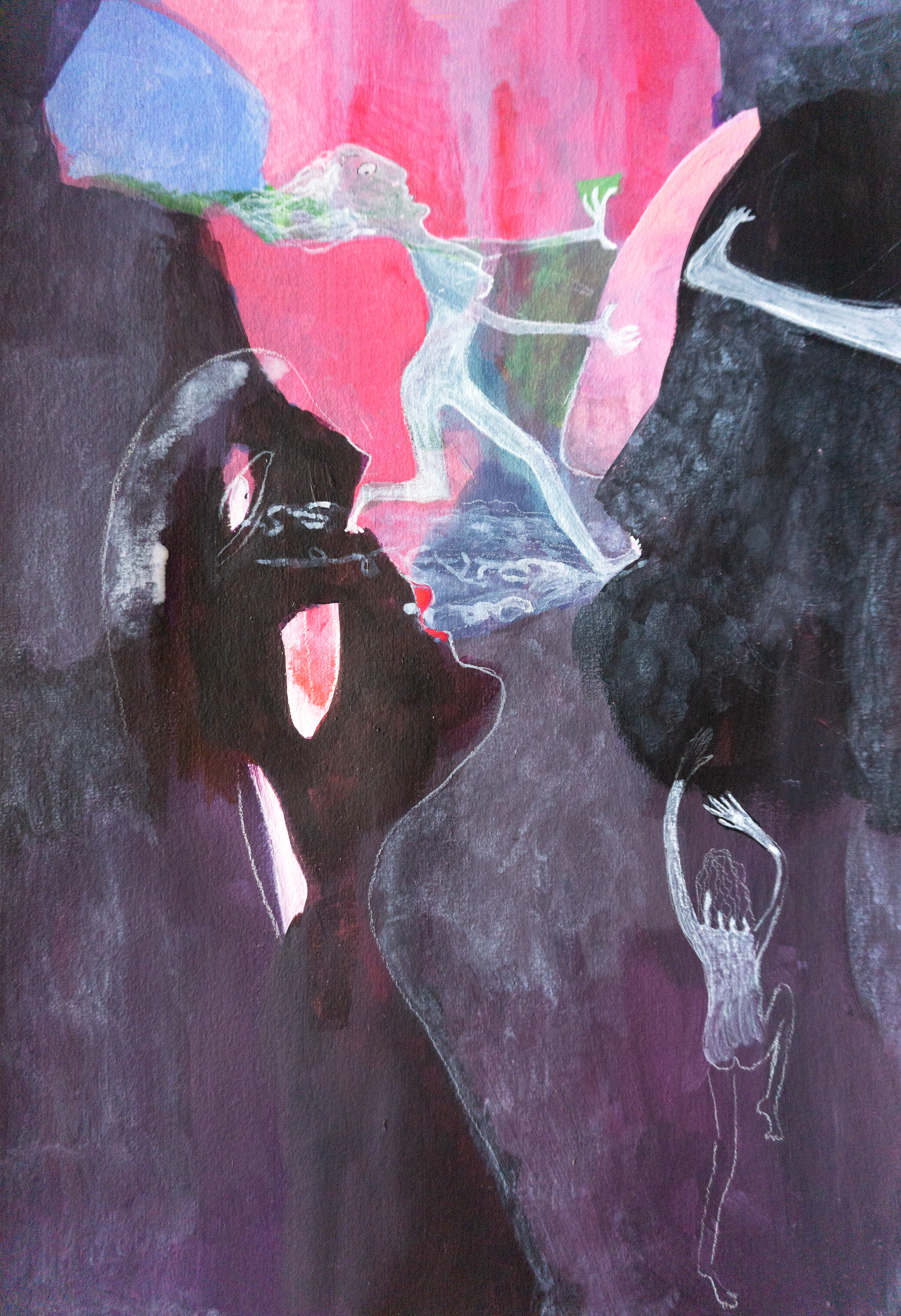 Here is the wind again! Mixed media, 42x30cm