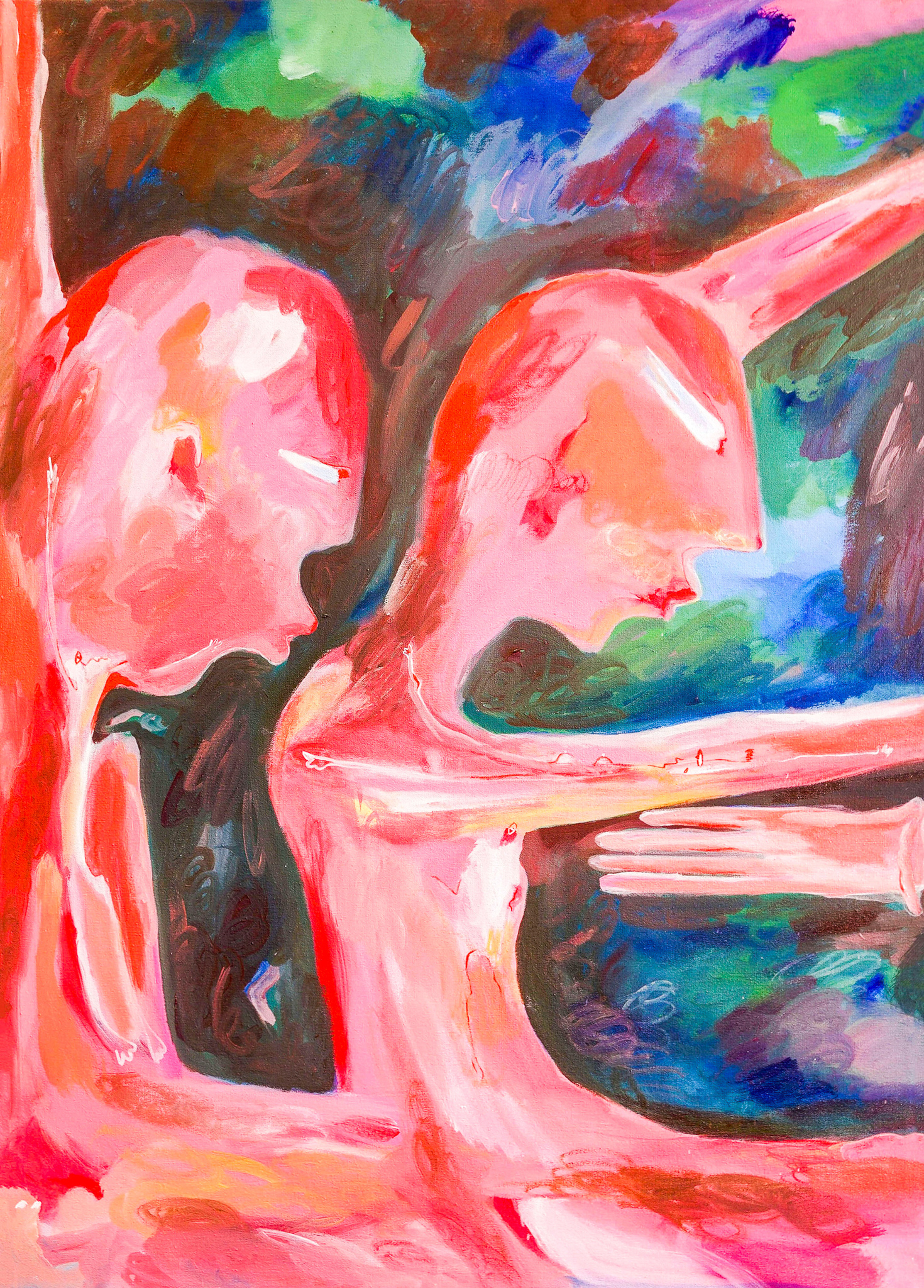 Running into you, oil on canvas, 90x65cm