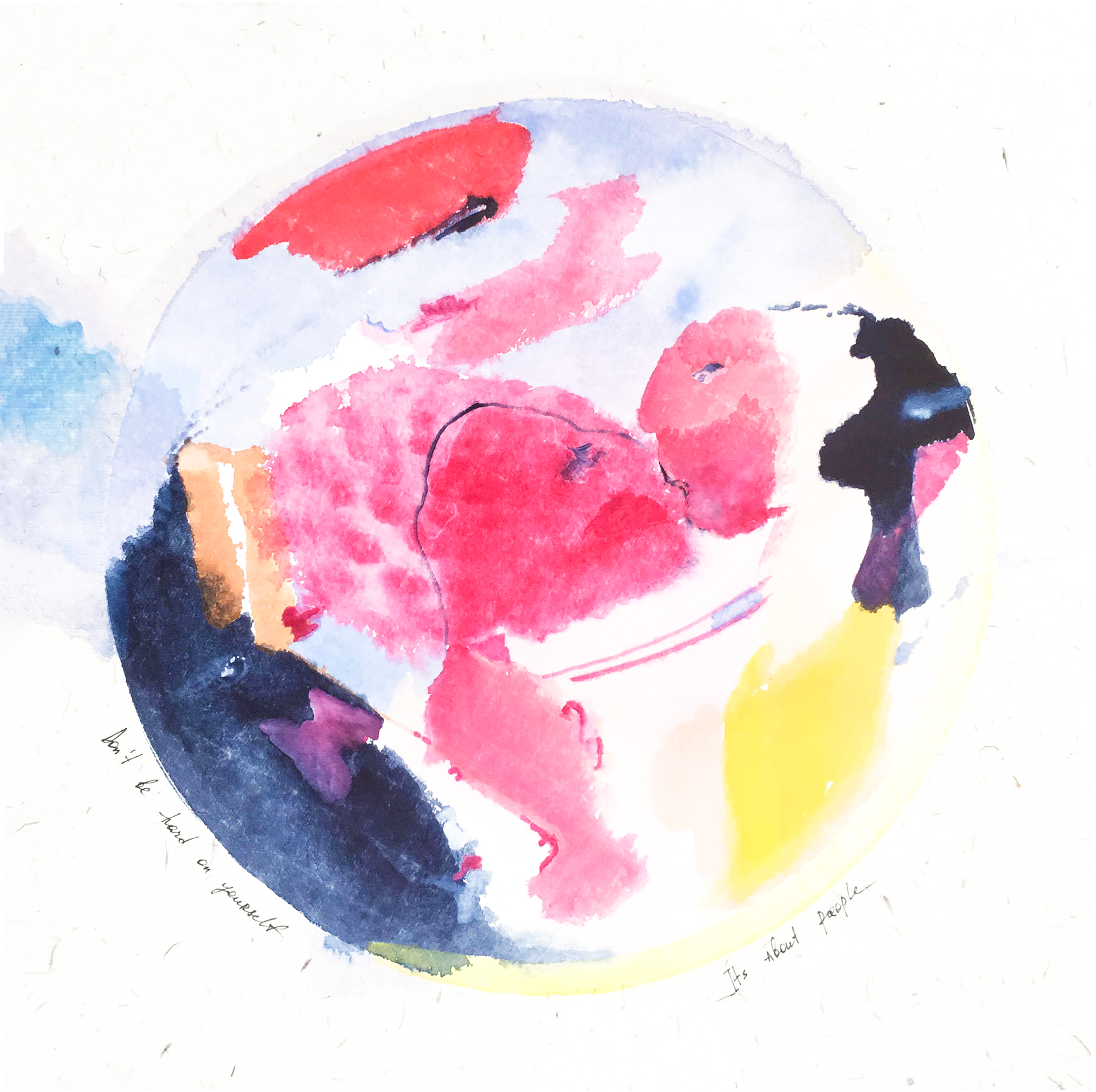 It is all about people, watercolour, 40x40cm