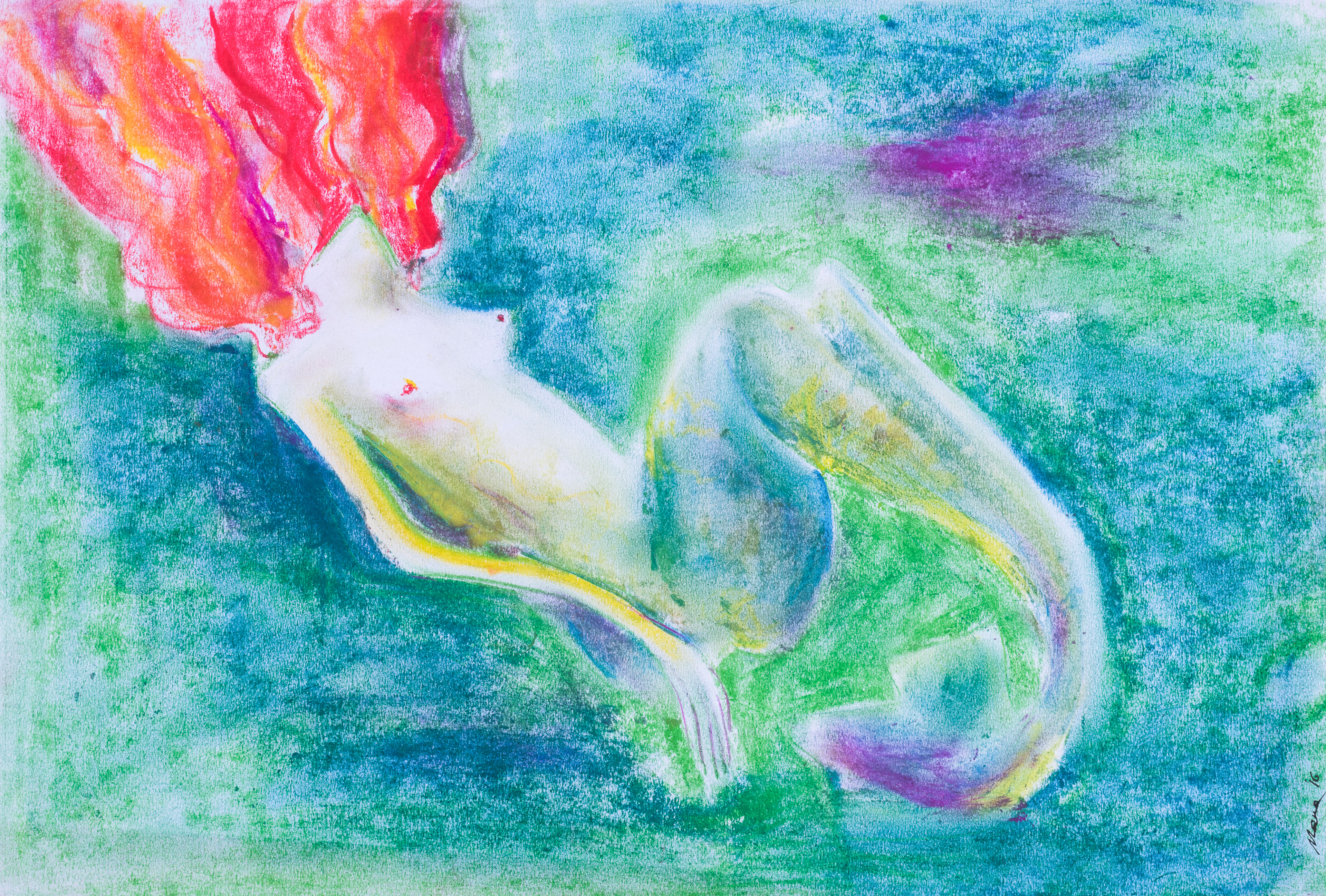 Under water, mixed media