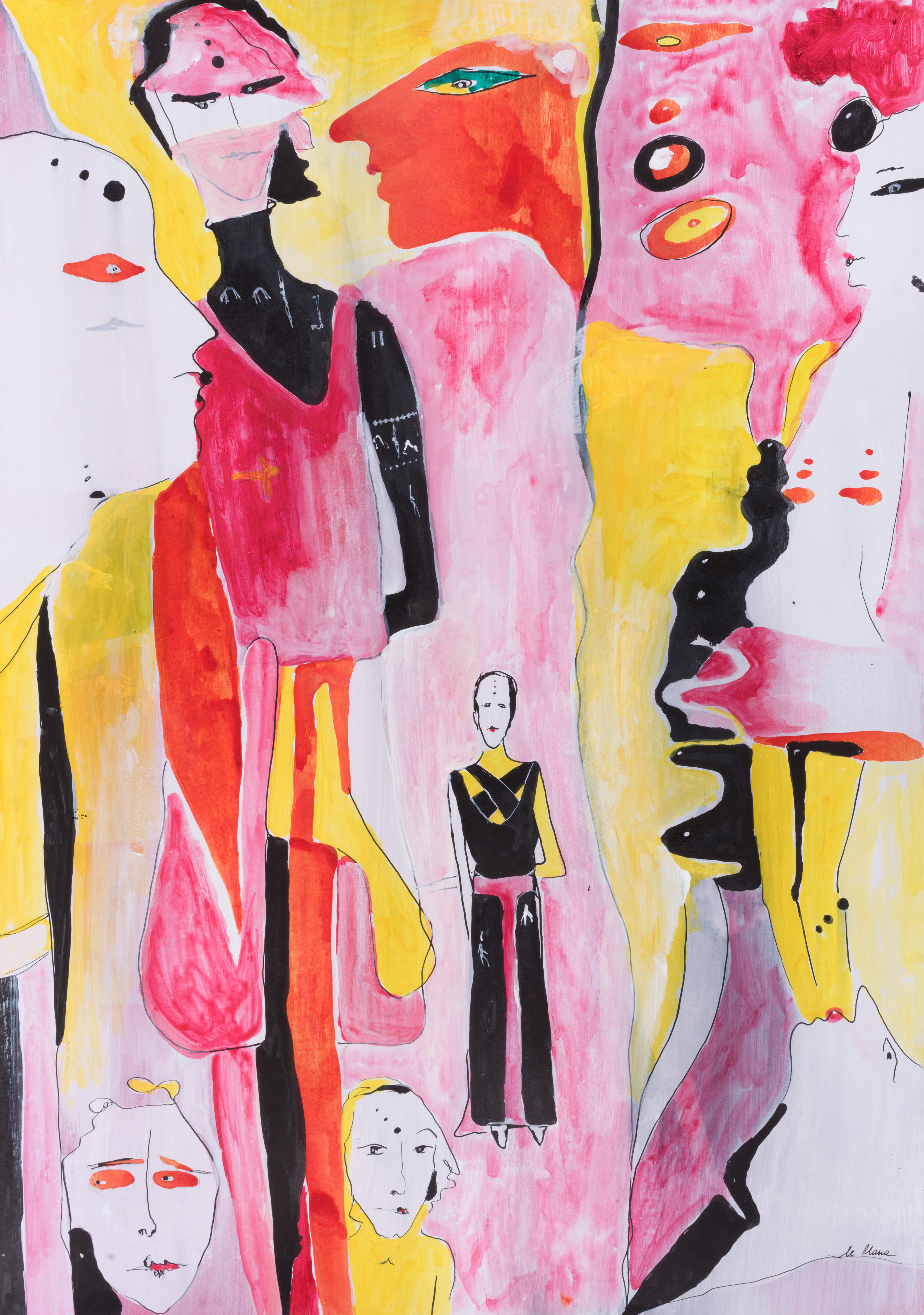 Same different faces, mixed media, 60x40 cm