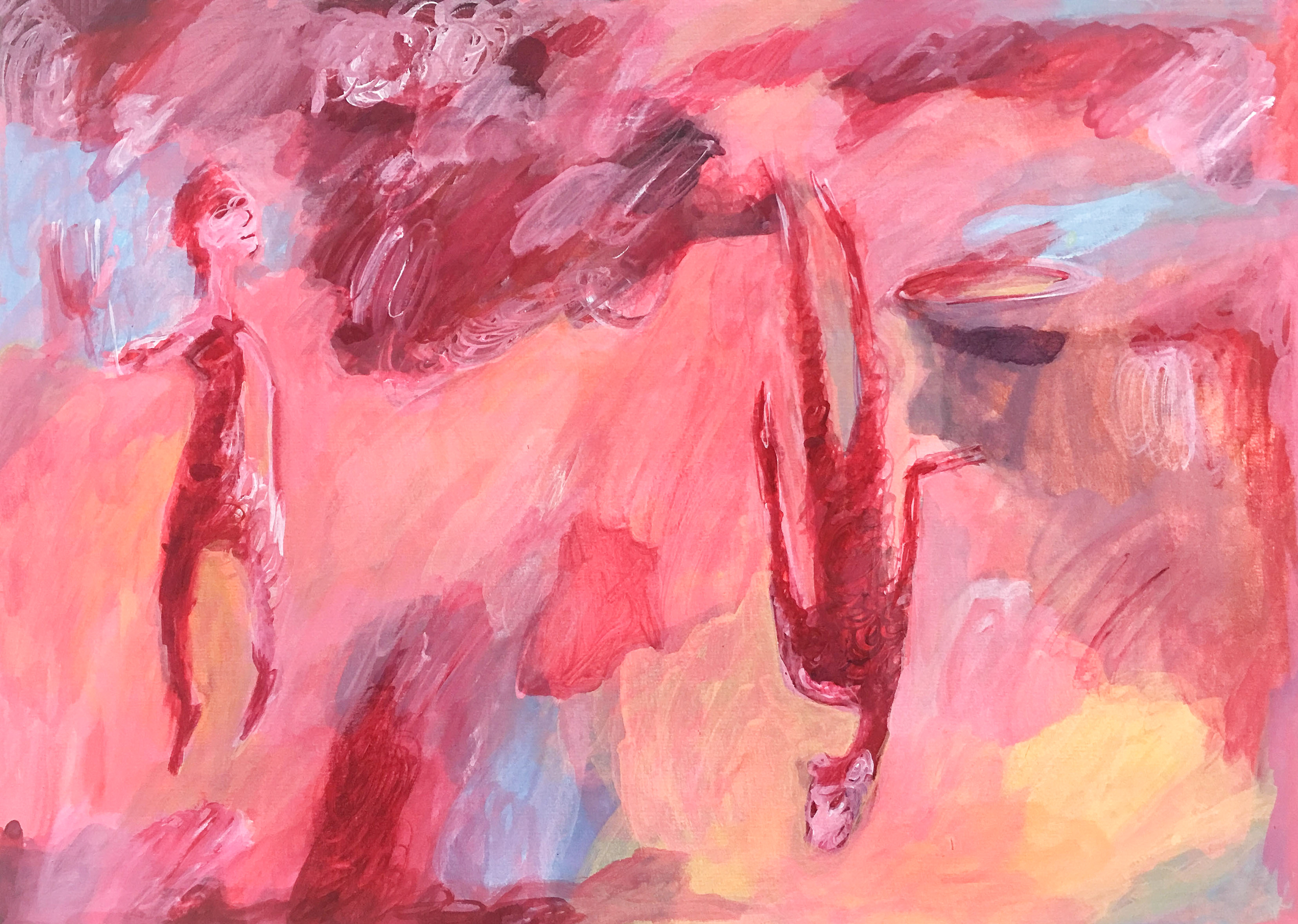 Flip it, mixed media on paper, 42x30cm