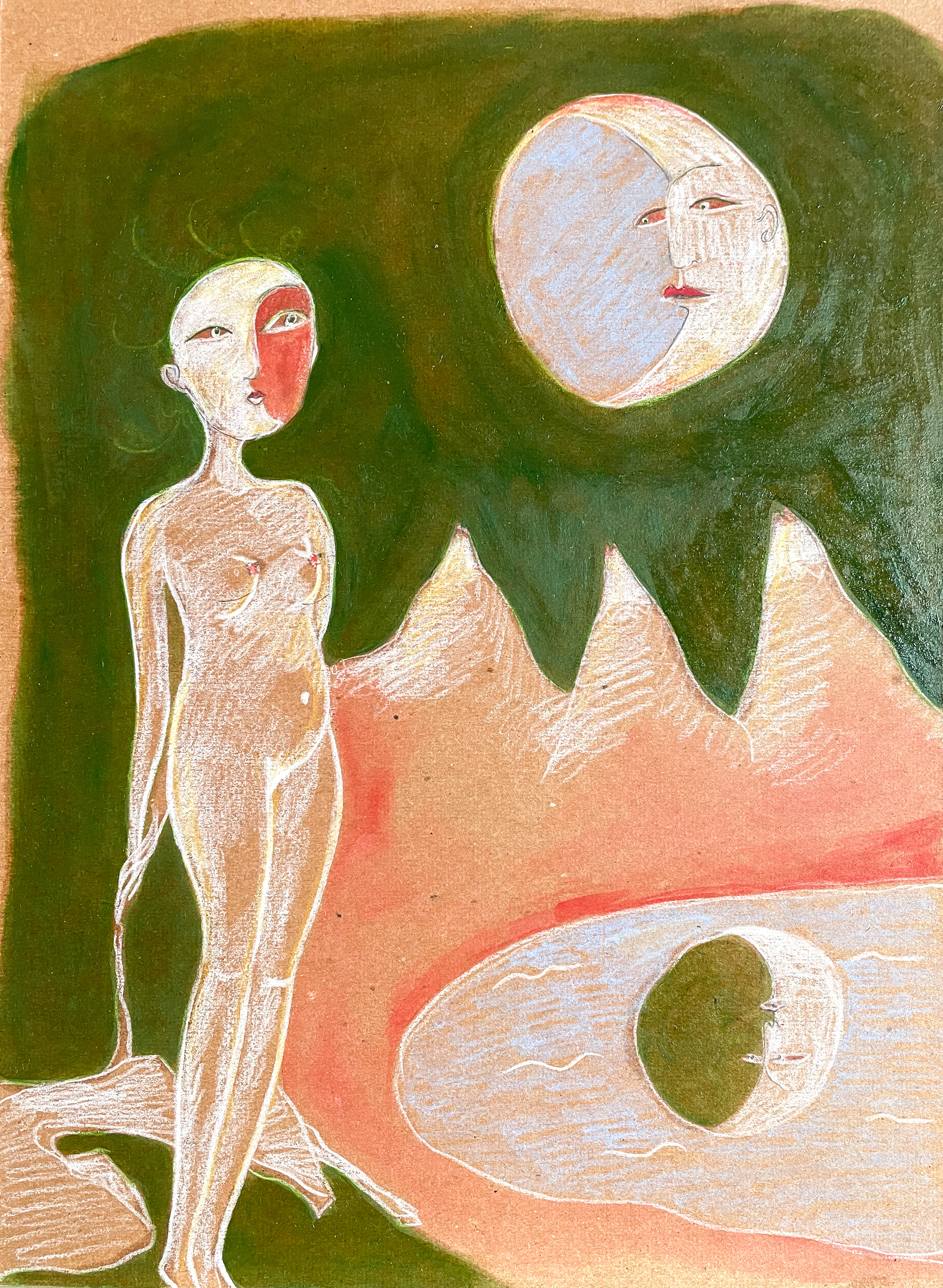 Who am I, oil and mixed media on board, 23x 31 cm.