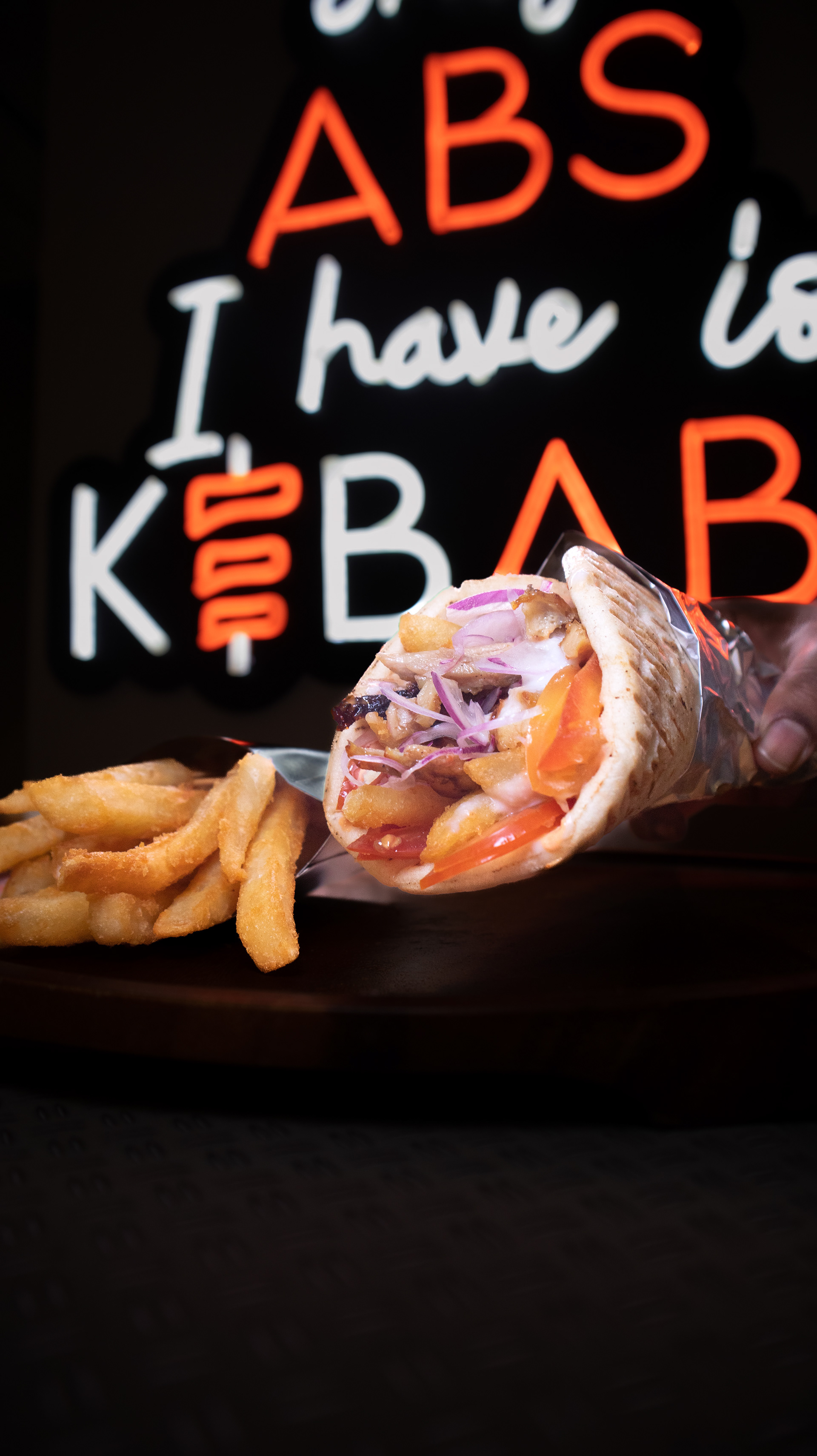 Gyro & Fries (with Neon Signage)