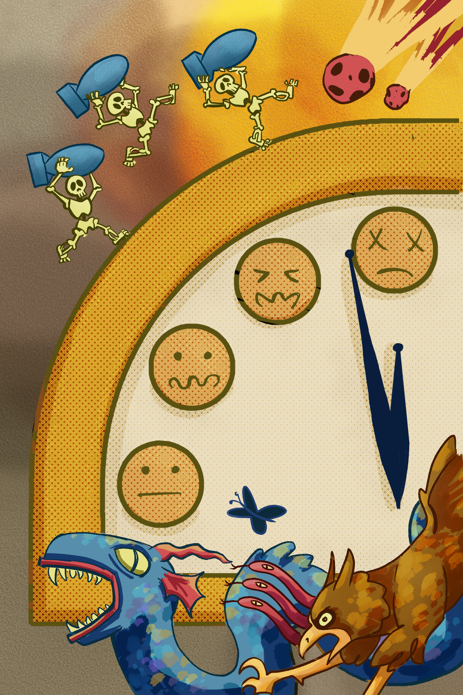 "Doomsday Clock", An Illustration for 2025 Solidarity Calendar