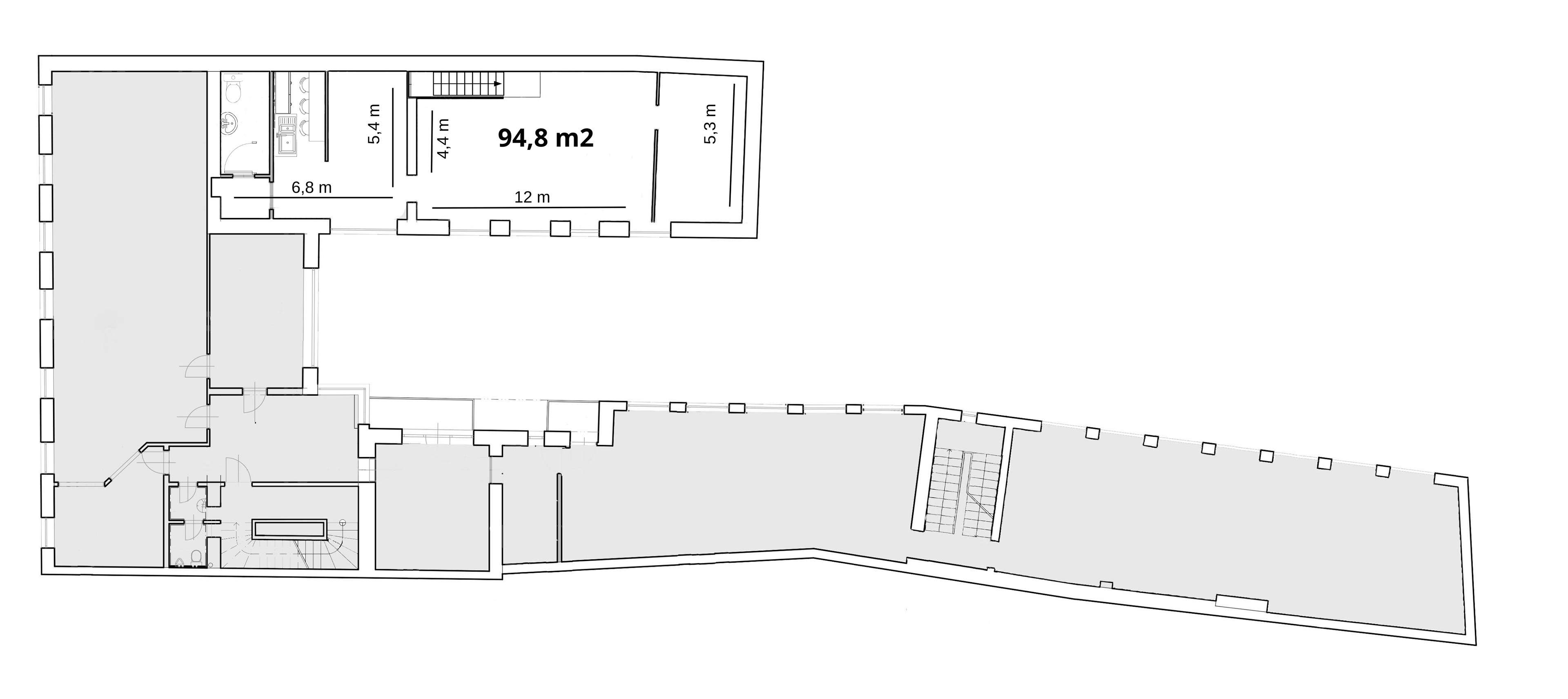 A1 – Obchodní prostor - zázemí + sklad 1np