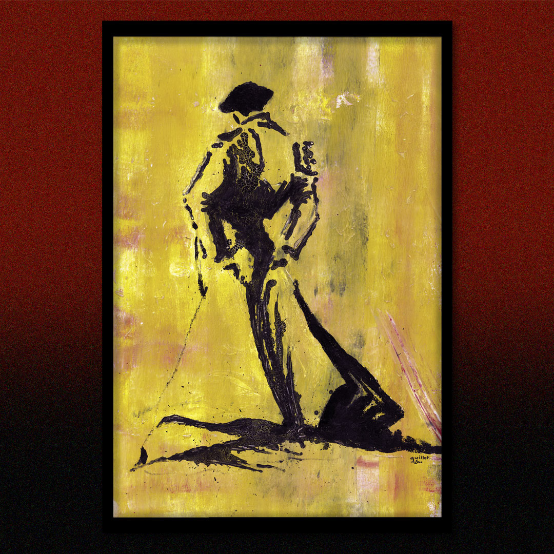 Torero (encre de chine, acrylique et collage journaux sur toile)