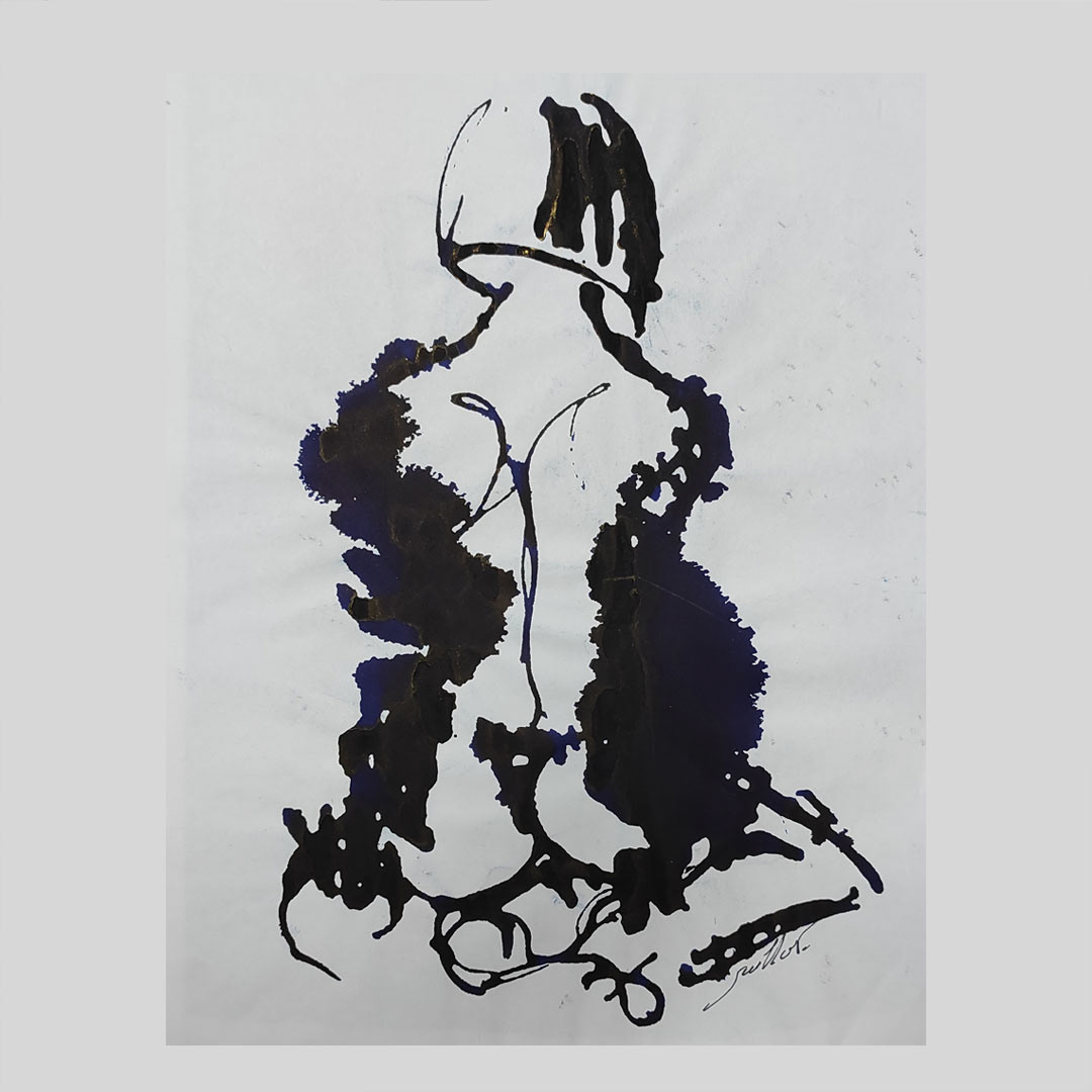 Empreinte (bleu de méthylène sur papier)