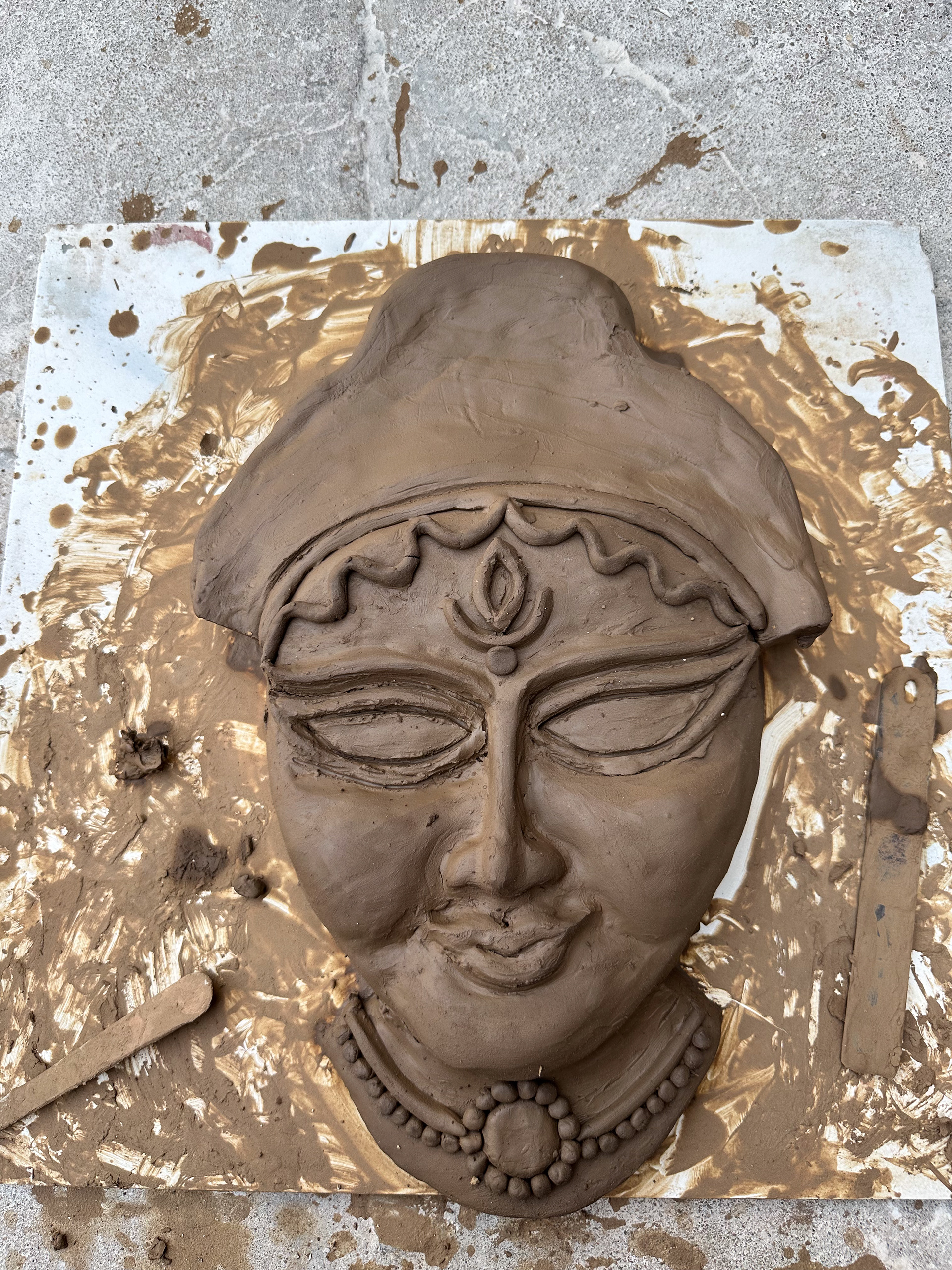 “घर की लक्ष्मी” made with clay on which I will then pour plaster of Paris to create the mould