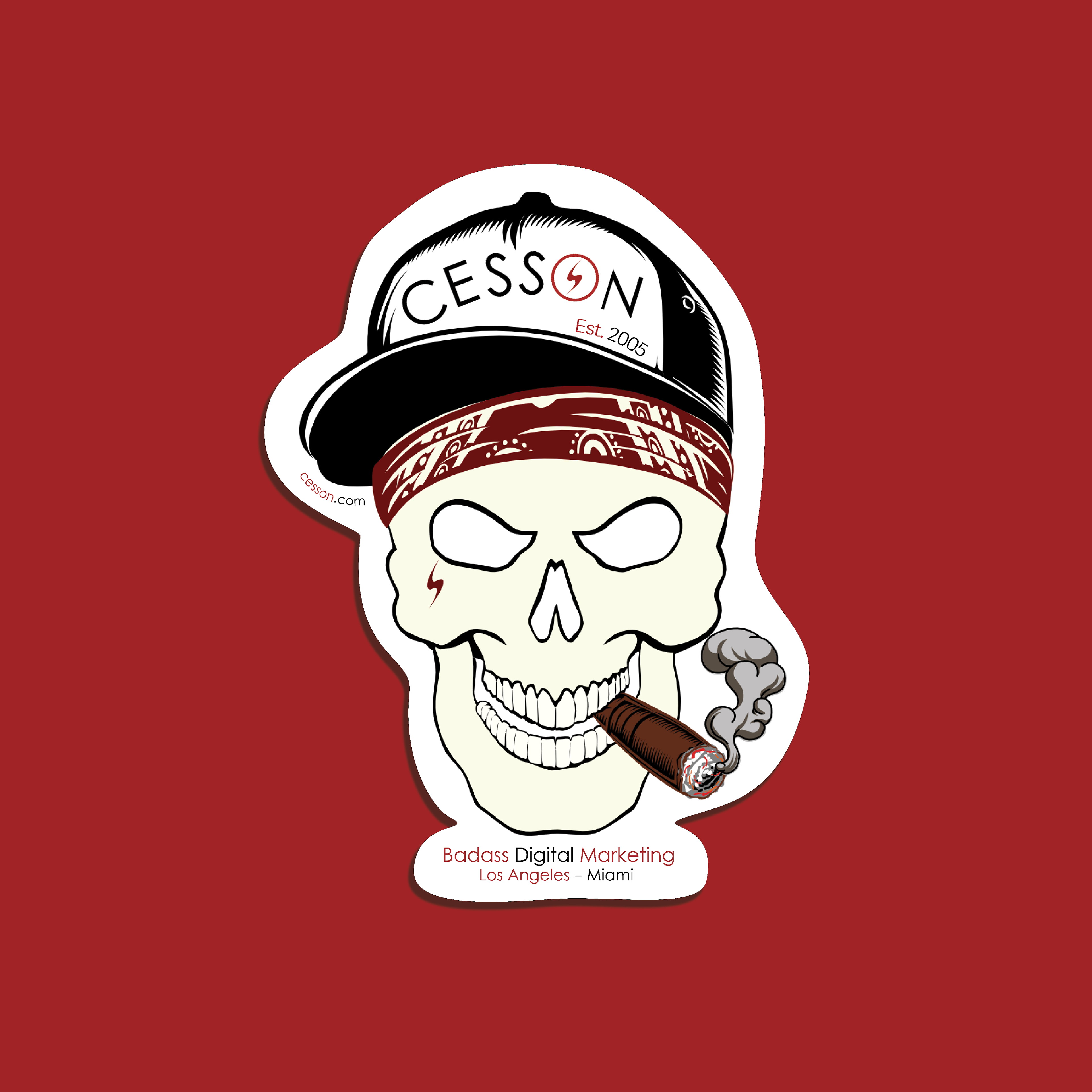 Smoking Skull Marketing Sticker