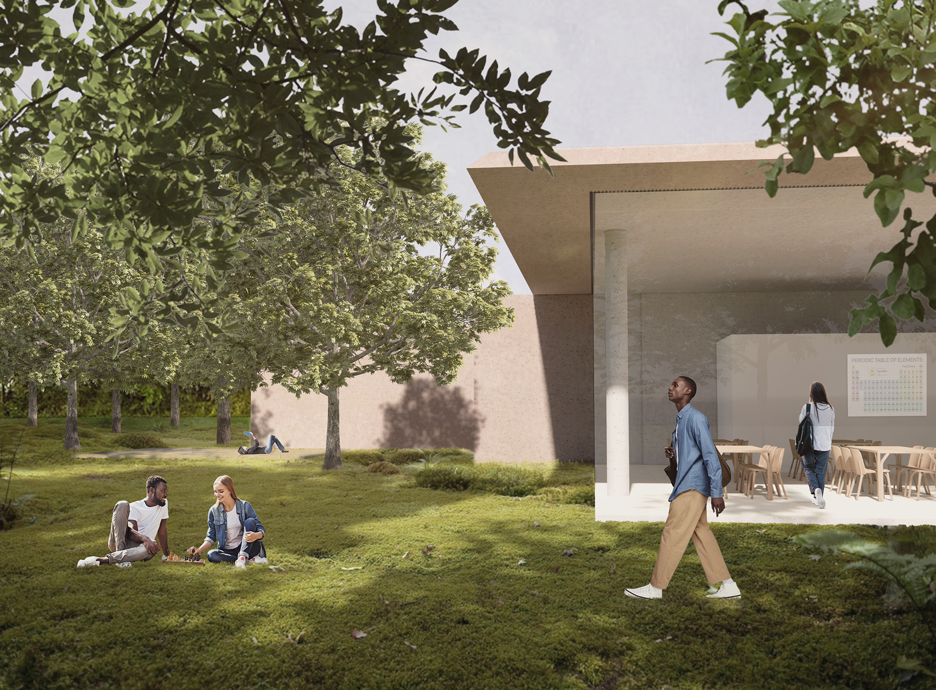 As most of the school is surrounded by trees, it creates the perfect environment for a moss lawn. Moss is more sustainable and requires less maintenance than a standard grass lawn.