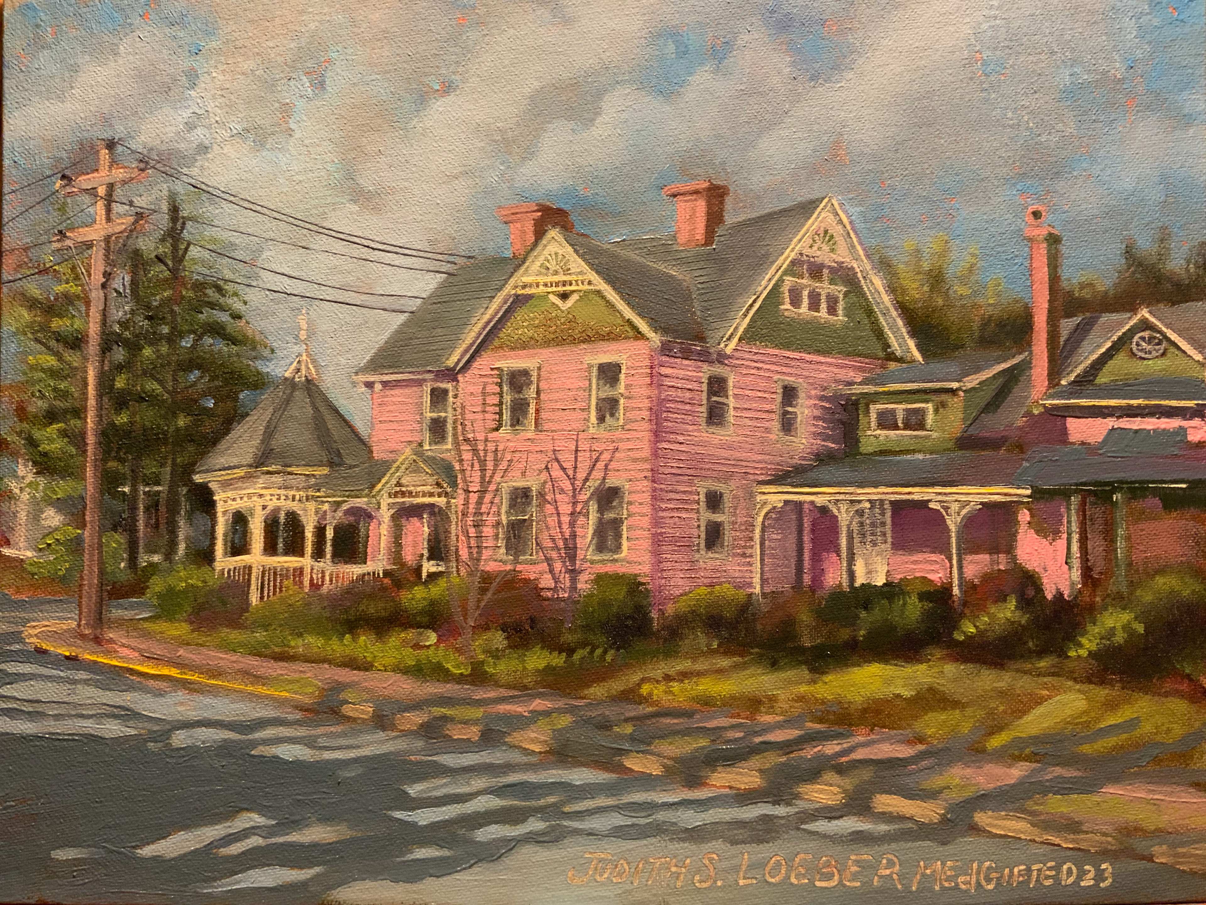 Pink Victorian across from the Old Lewes Librry