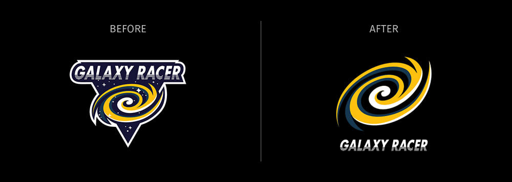 Galaxy Racer Before and After Logo