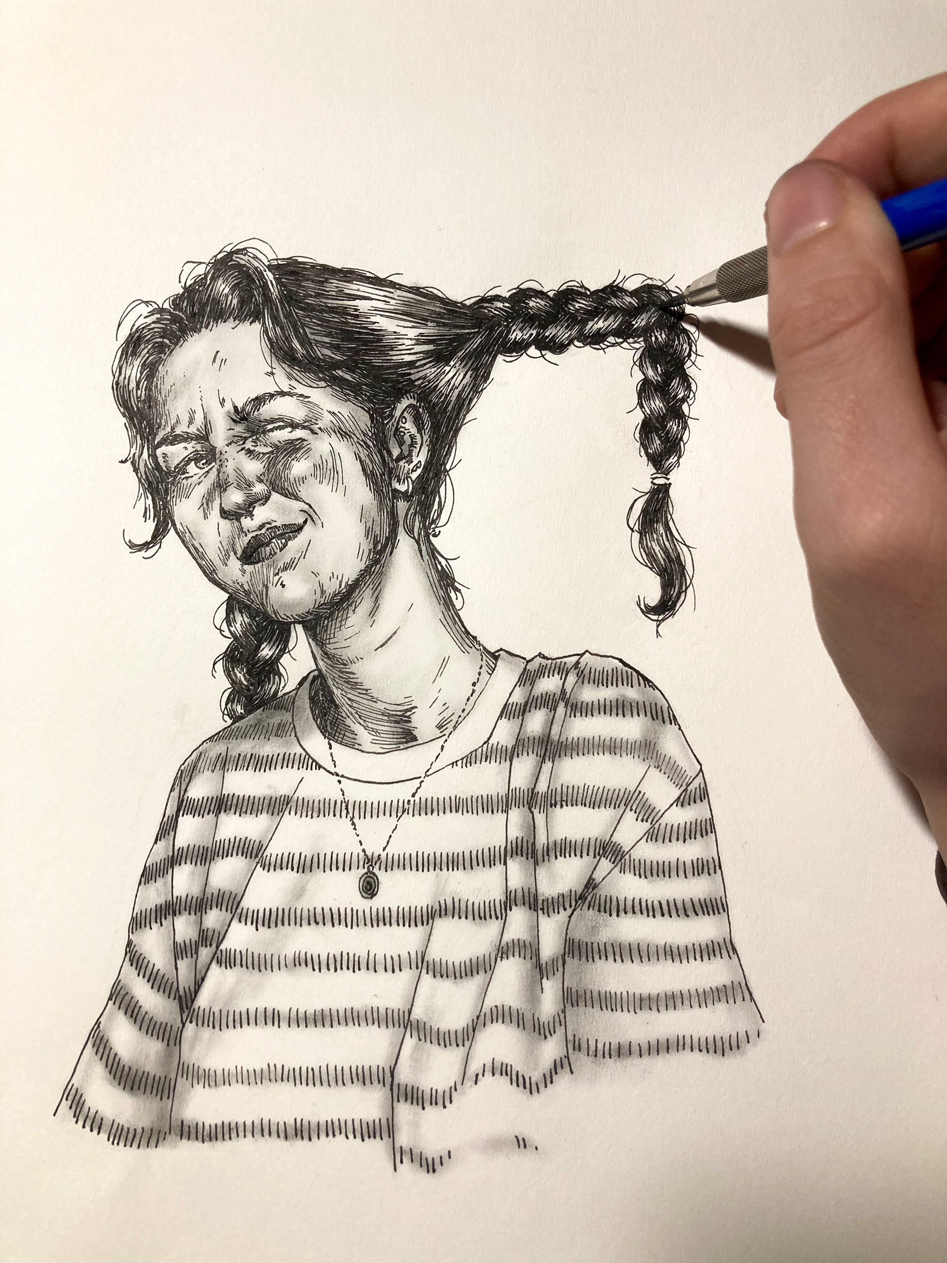 "Interactive Pull", ink and pencil on paper, 4 x 6, 2022