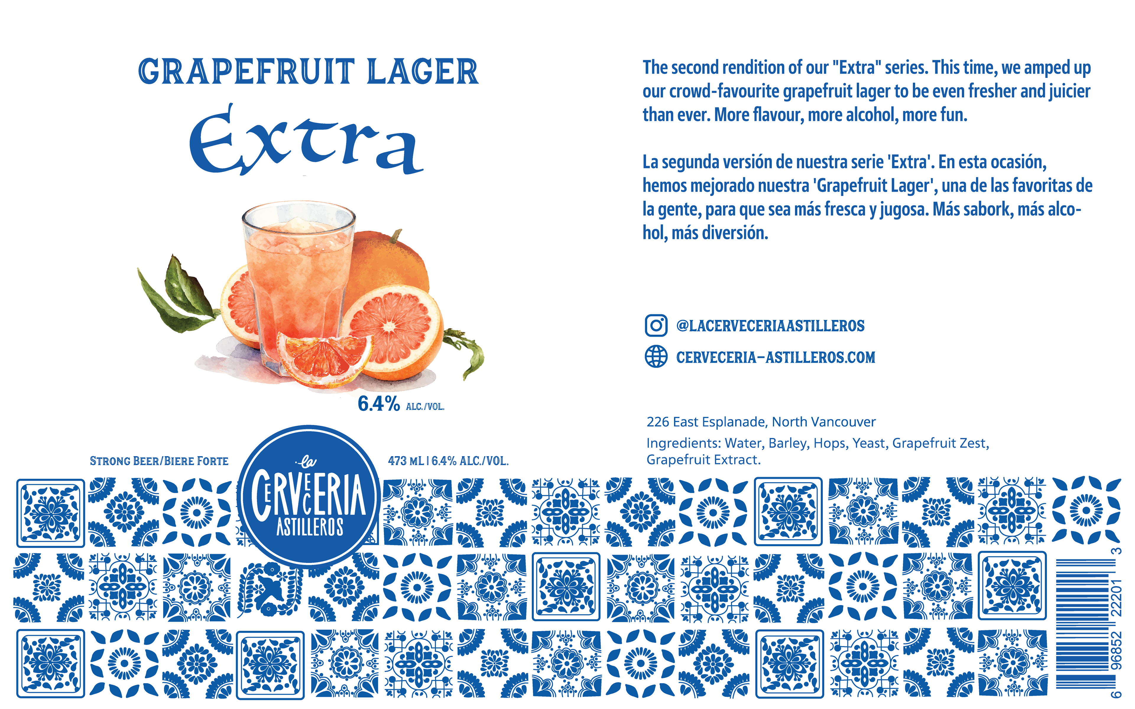 La Cerveceria Astilleros, Grapefruit Lager Extra: 473mL label, Illustrator, 2026