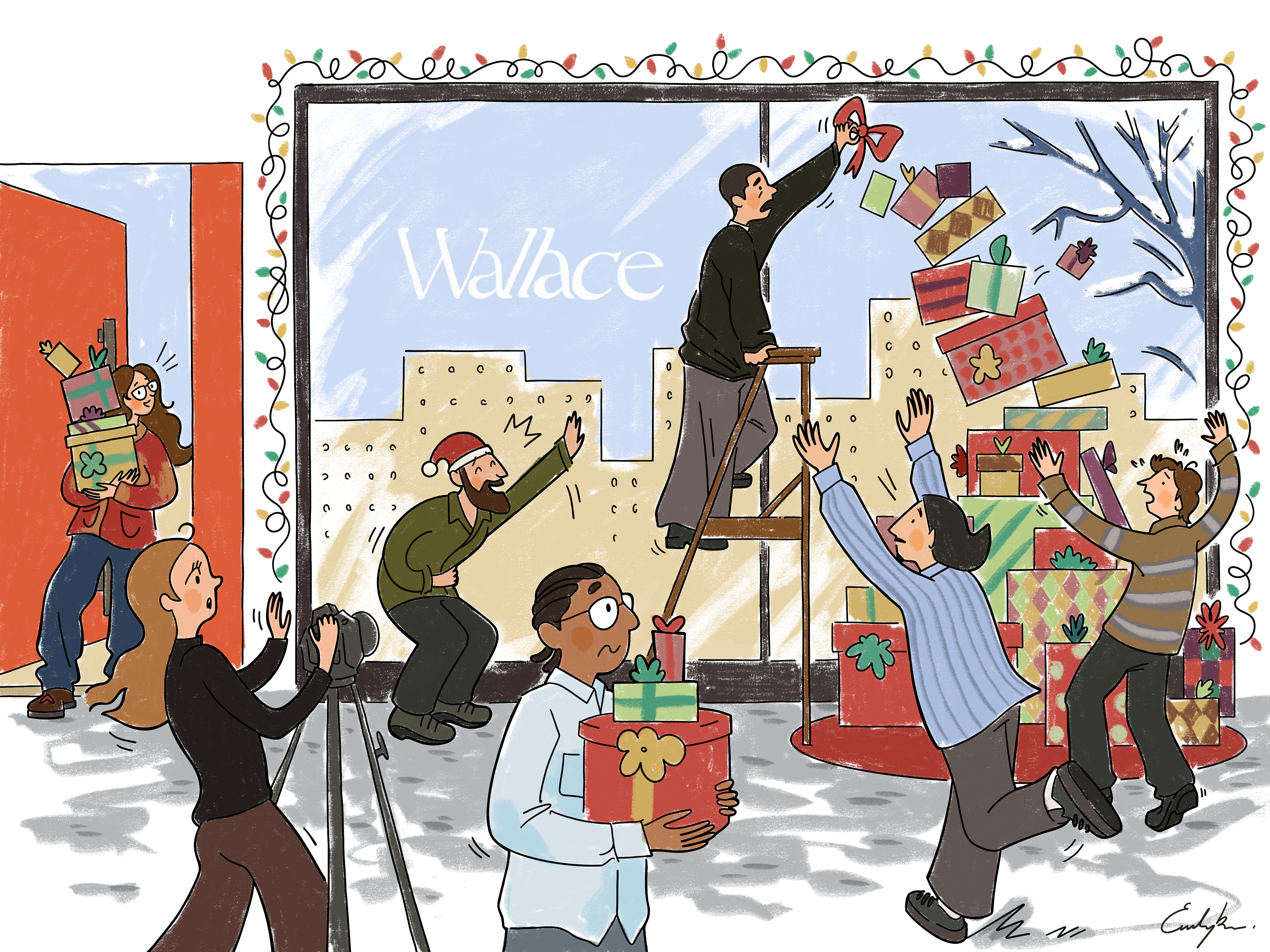 Wallace Mercantile- Annual holiday card, Procreate, 2024