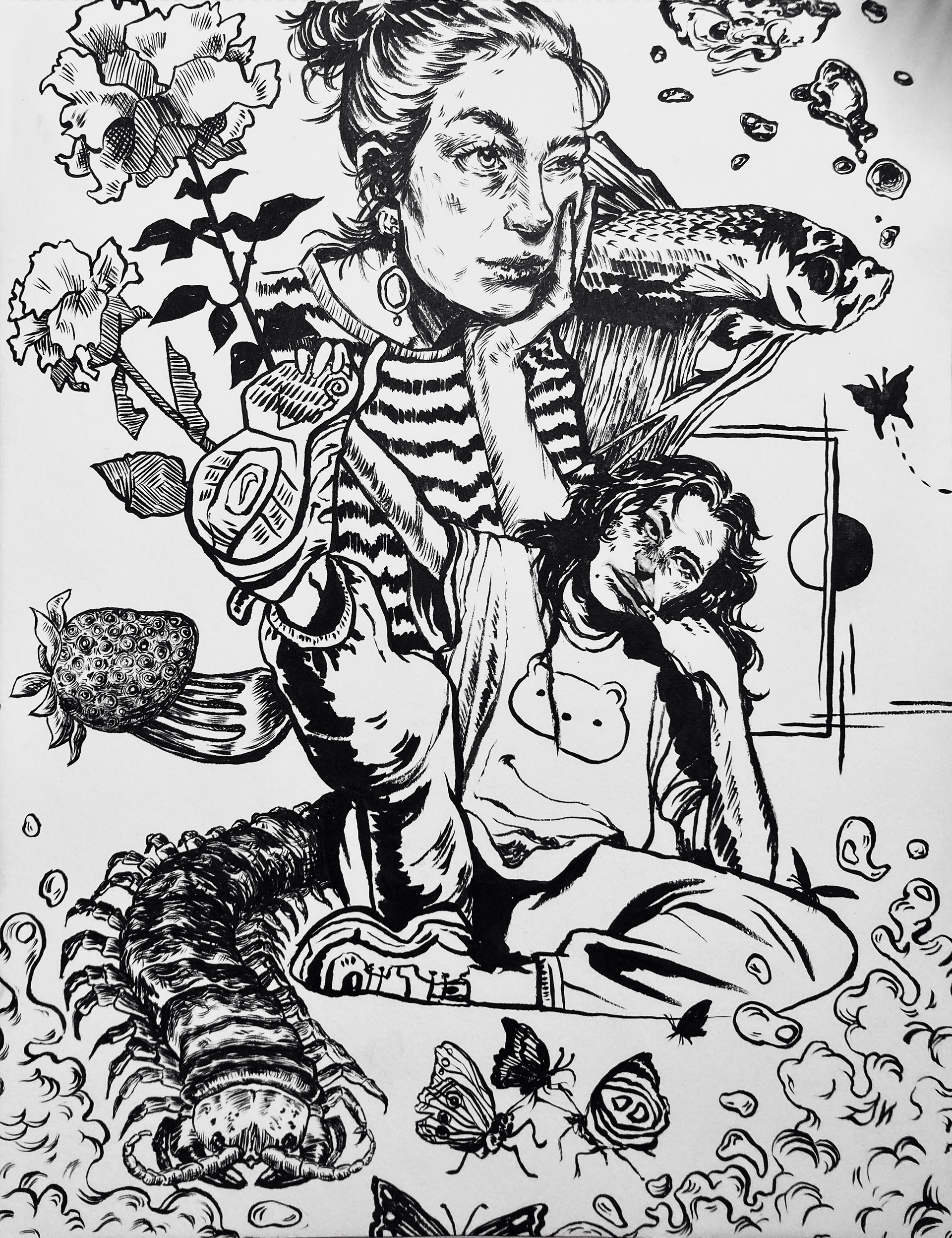 "Doodles", ink on paper, 8.5 x 11, 2021