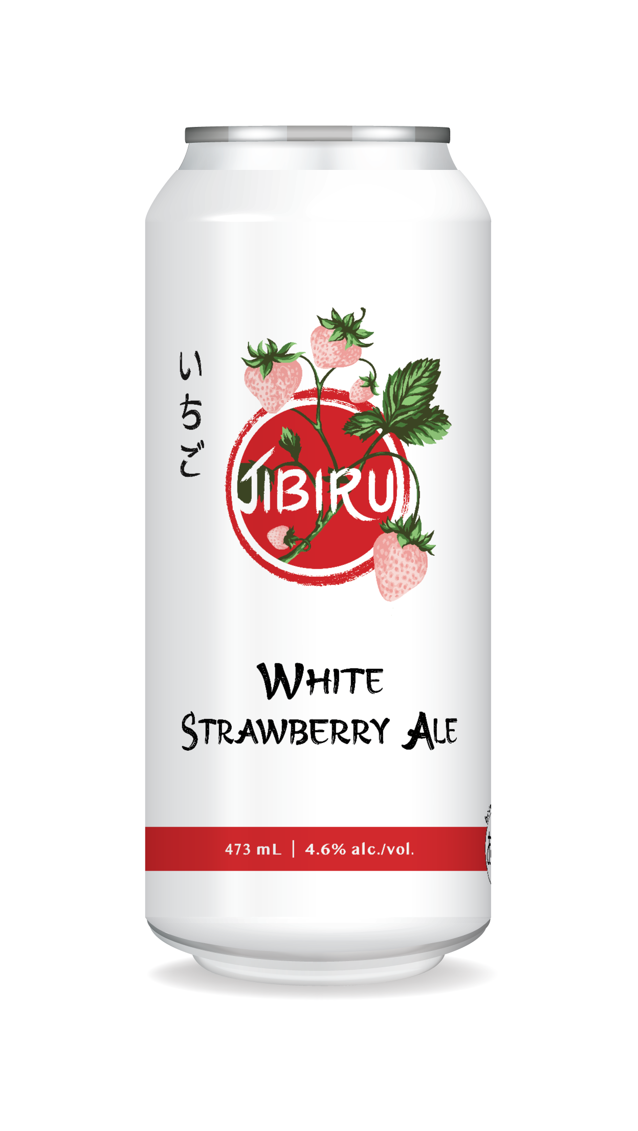 Jibiru White Strawberry Ale, 473mL can mockup, Illustrator, 2026