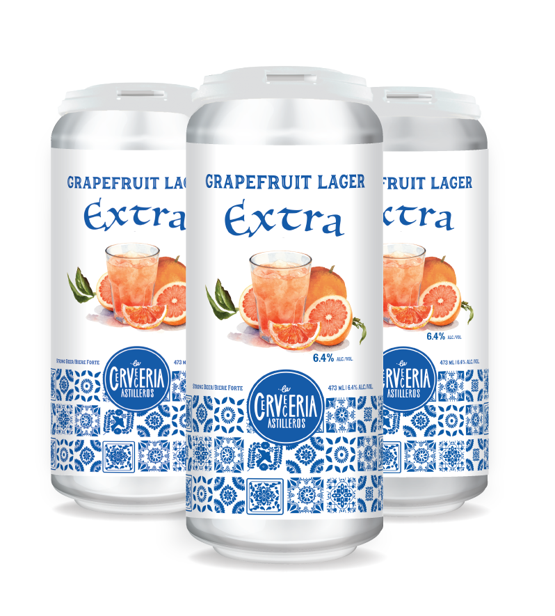 La Cerveceria Astilleros- "Grapefruit Lager Extra" 473 mL 4-pack can mockup, Illustrator, 2025