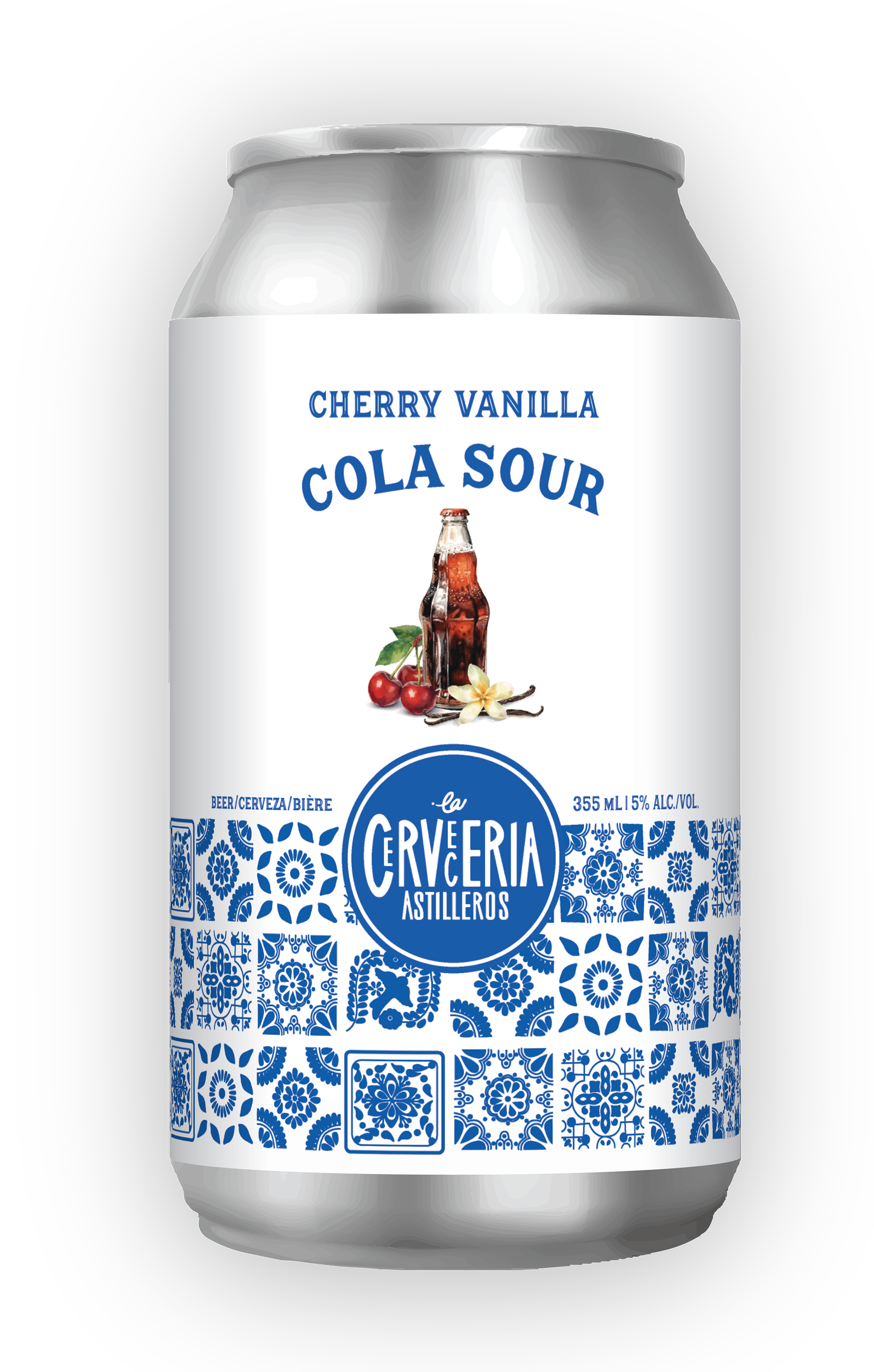 La Cerveceria Astilleros, Cherry Vanilla Cola Sour: 355mL can mockup, Illustrator, 2026