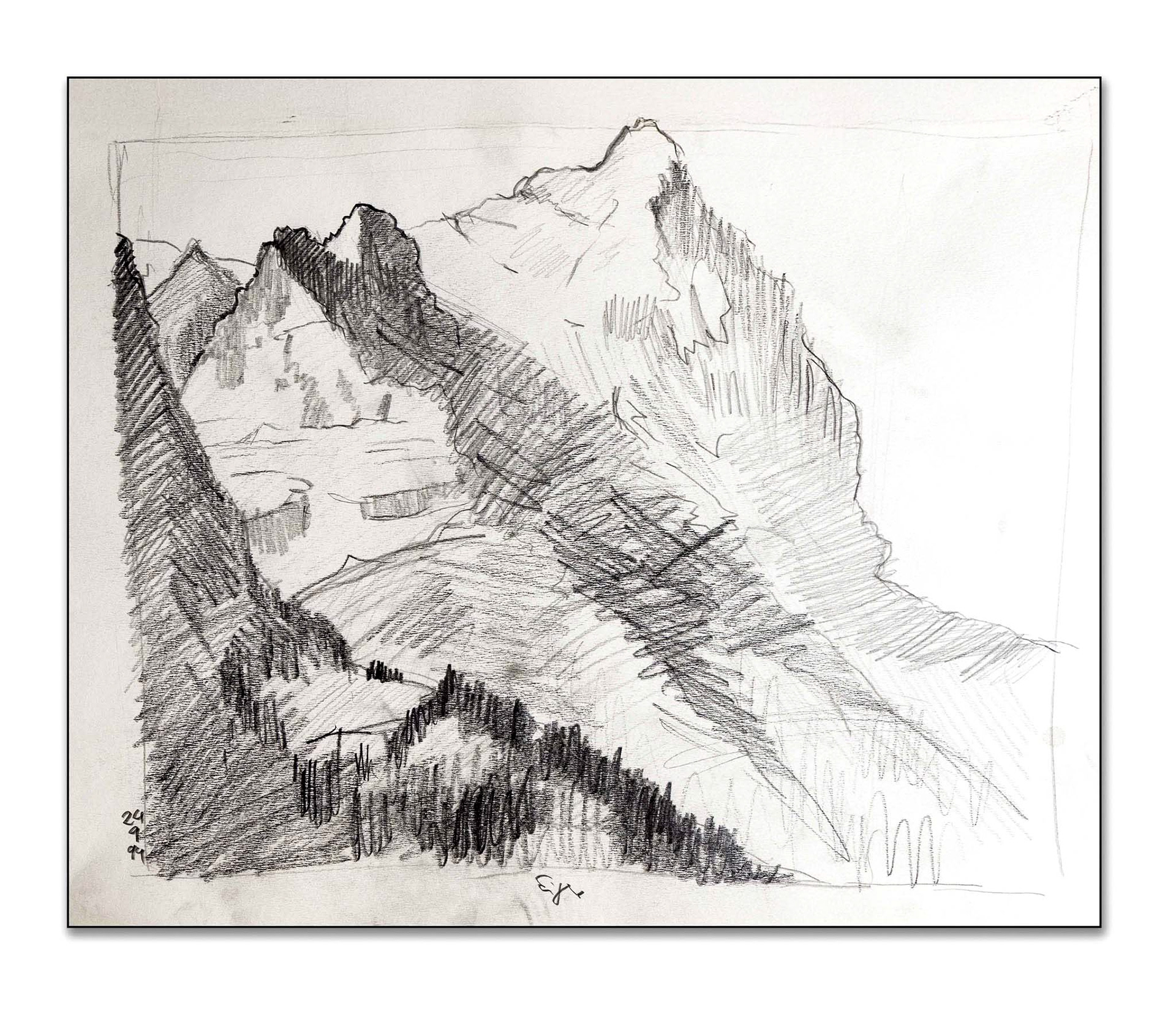 Graphitstiftzeichnung vom Eiger,  1999 