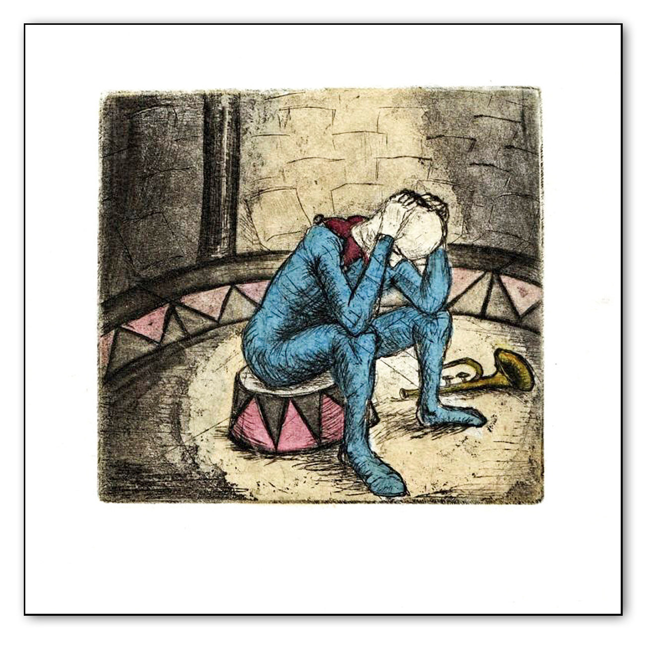 Nach der Vorstellung, Radierung coloriert