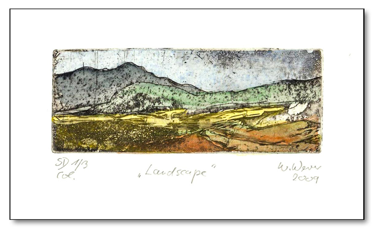 Landscape, Radierung colriert