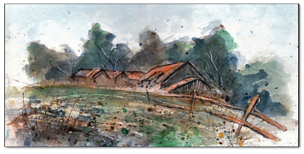 Gehöft bei Eisenach,Aquarell 