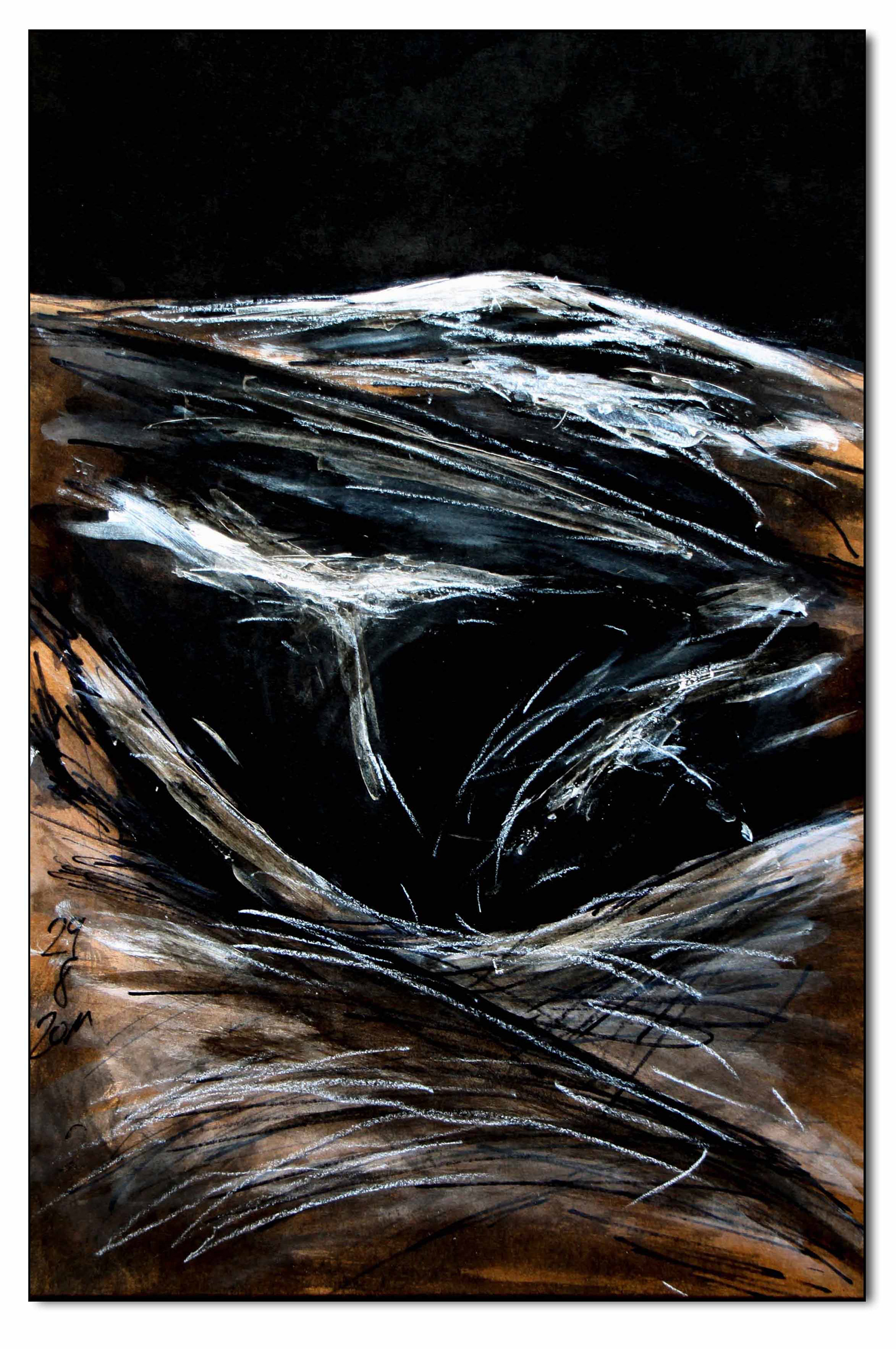 Lanschaft, Tusche und Deckweiss 