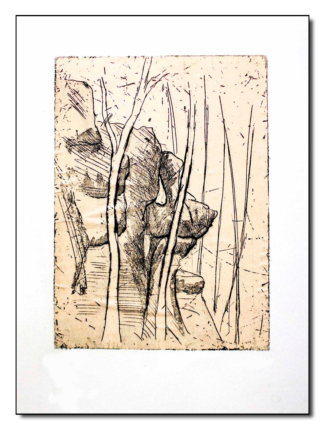 Kammerlöcher bei Geraberg III, Radierung auf Kaschurpapier