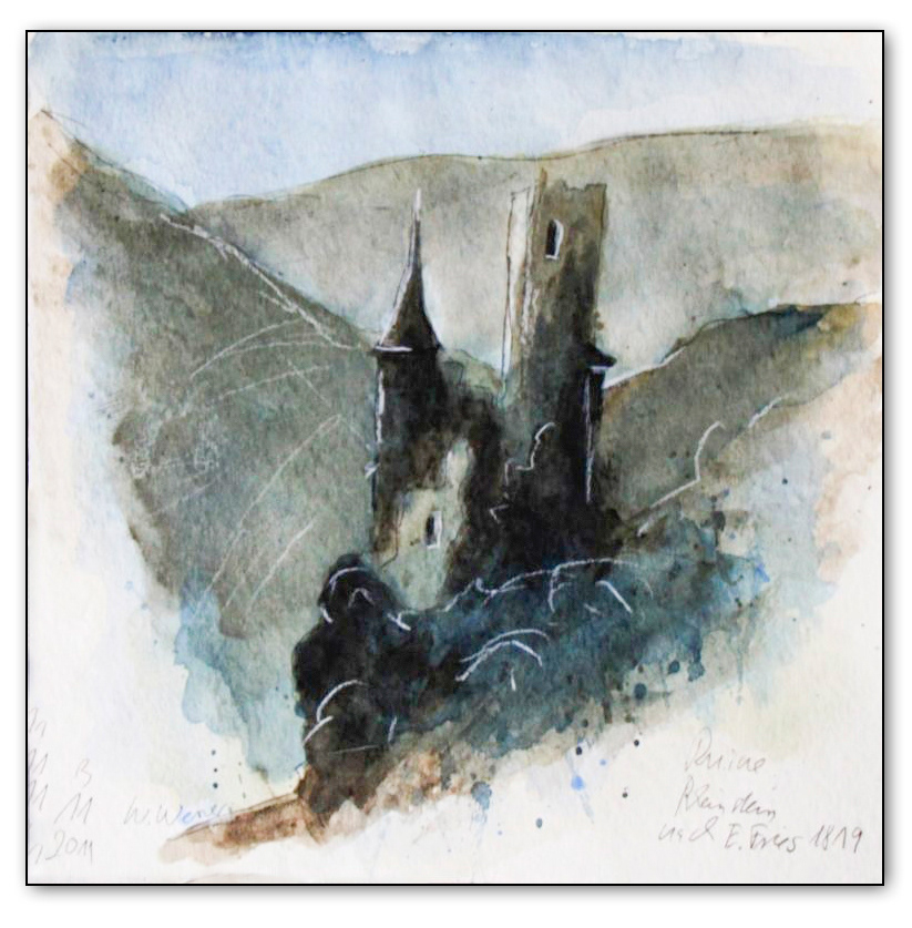 Ruine Rheinstein, Aquarell