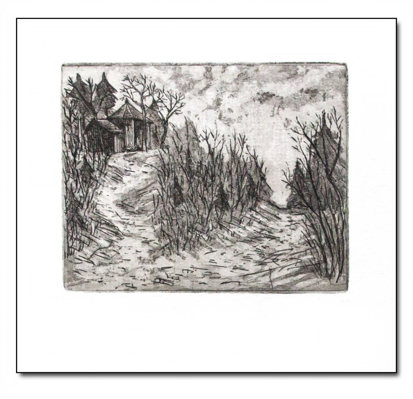 Goethehäuschen auf dem Kickelhahn, Radierung