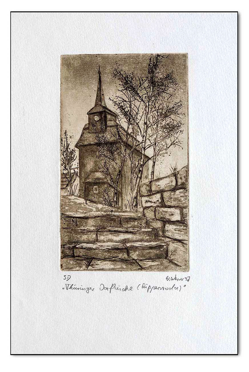 Thüringer Gorfkirche (Rippersroda), Radierung