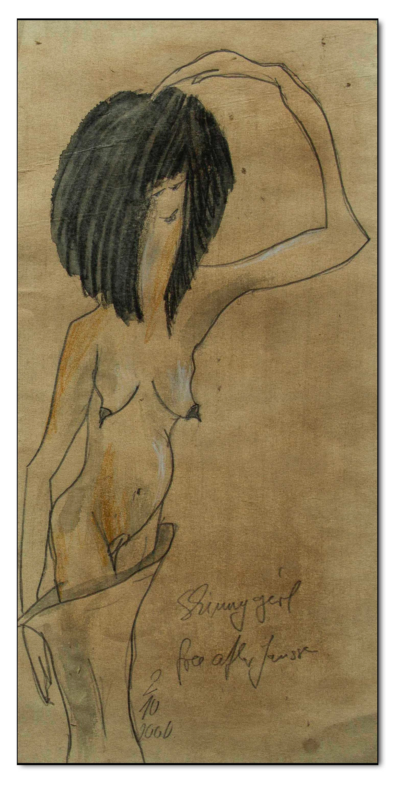 Skinny Girl free after Janssen,Graphit auf getöntem Papier