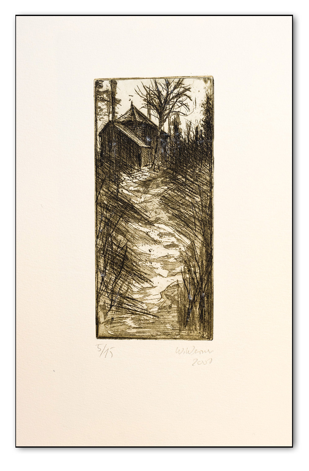 Goehtehäuschen auf dem Kickelhahn, Radierung