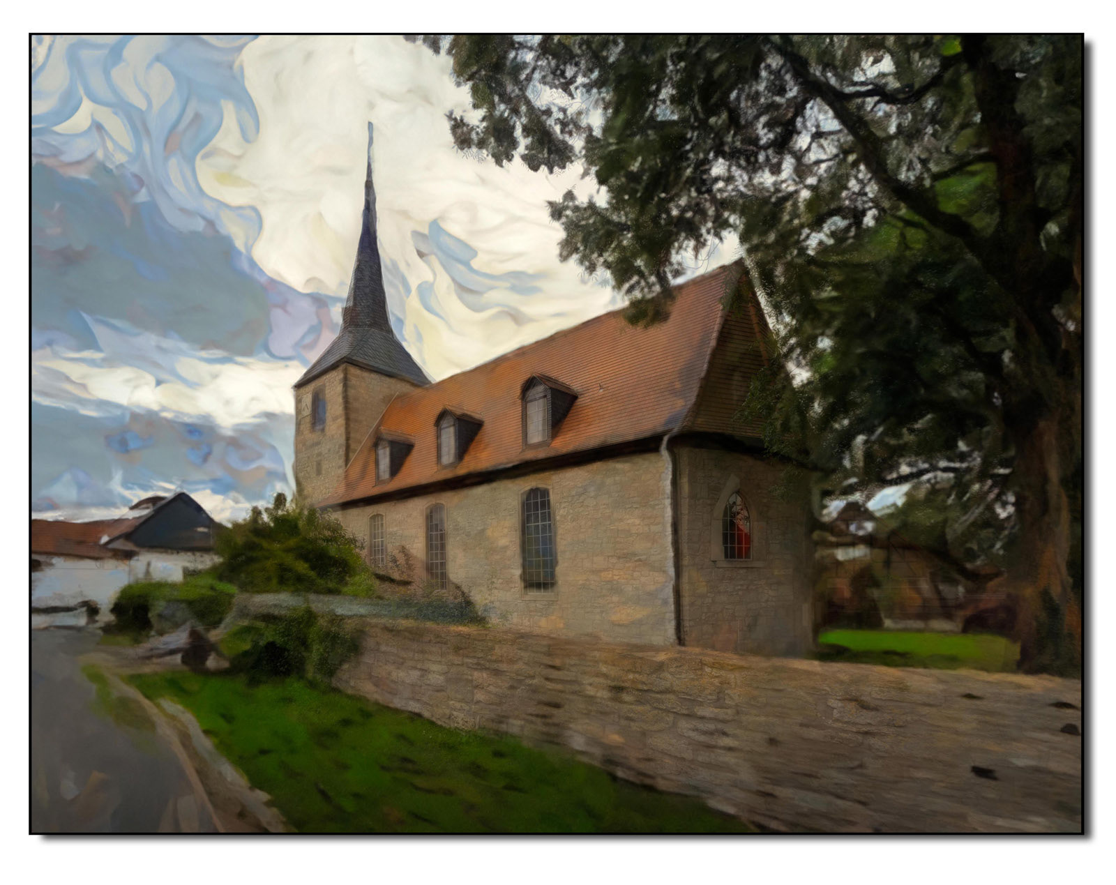 Thüringer Dorfkirche in Isseroda, Digital Painting