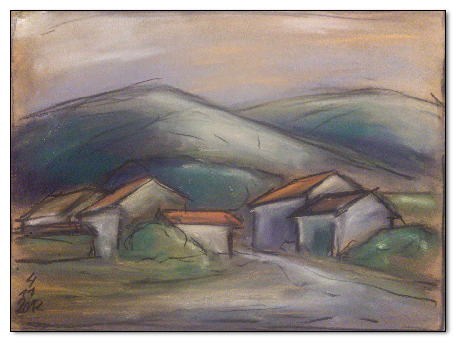 Thüringer Dorf, Pastell 