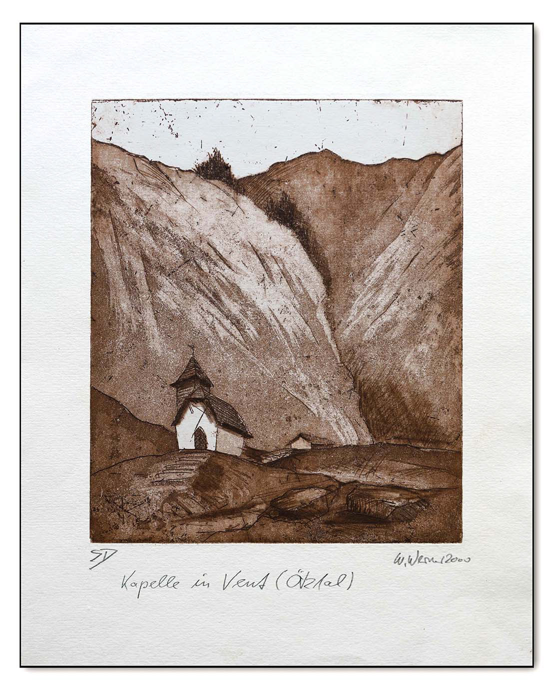 Kapelle in Vent (Ötztal), Radierung