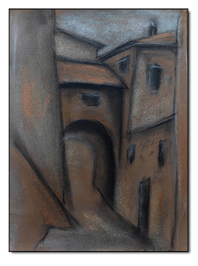  Gasse in Montefalco, Pastell