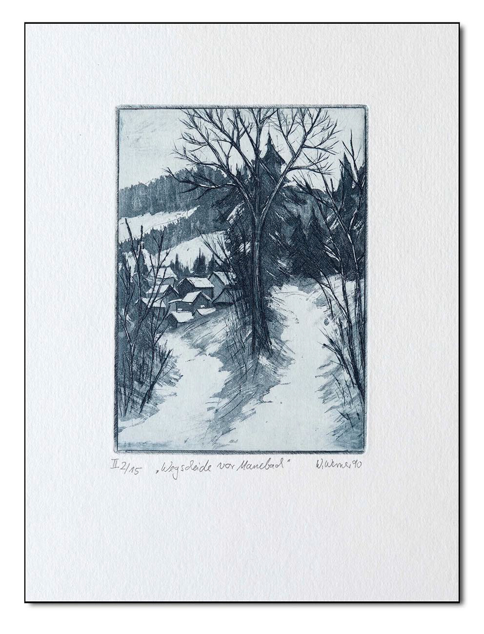 Wegscheide bei Manebach, Radierung 