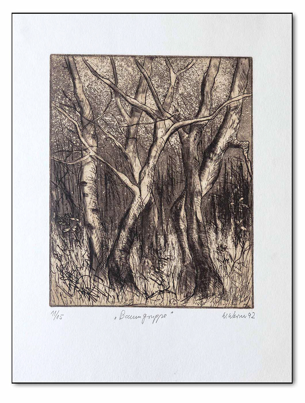 Baumgruppe, Radierung