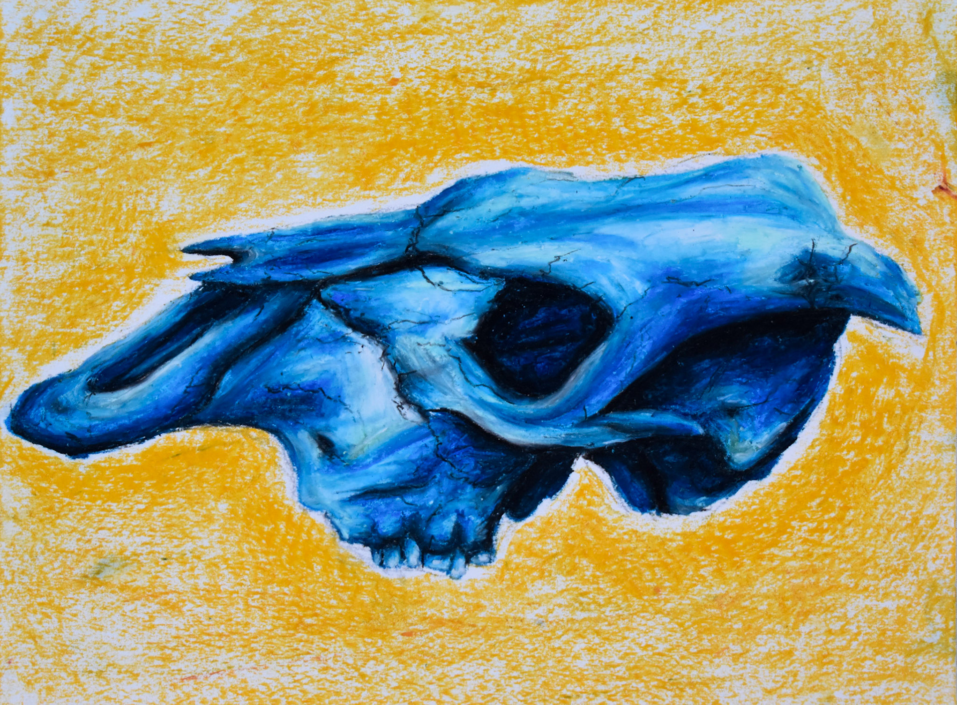 Feelin Blue, 9x12 in., oil pastel
