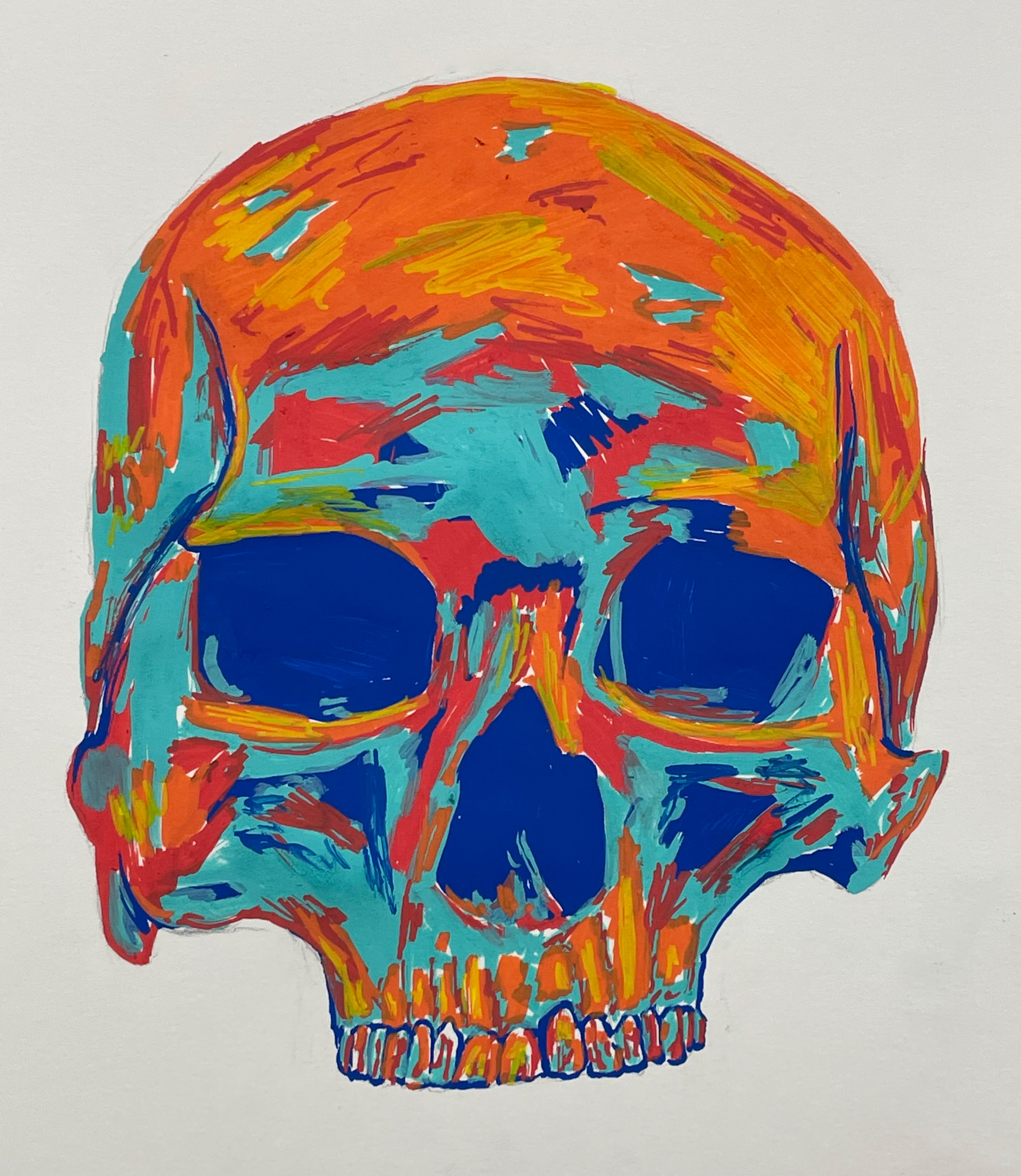 Color Skull, 6x6 in., acrylic 