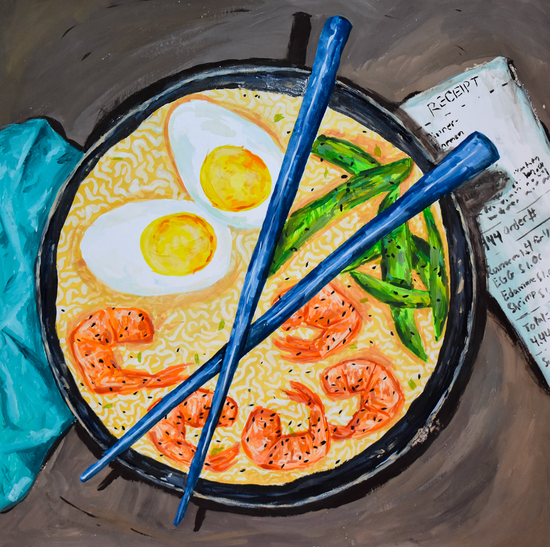 Four for Four, 13x13 in., gouache 