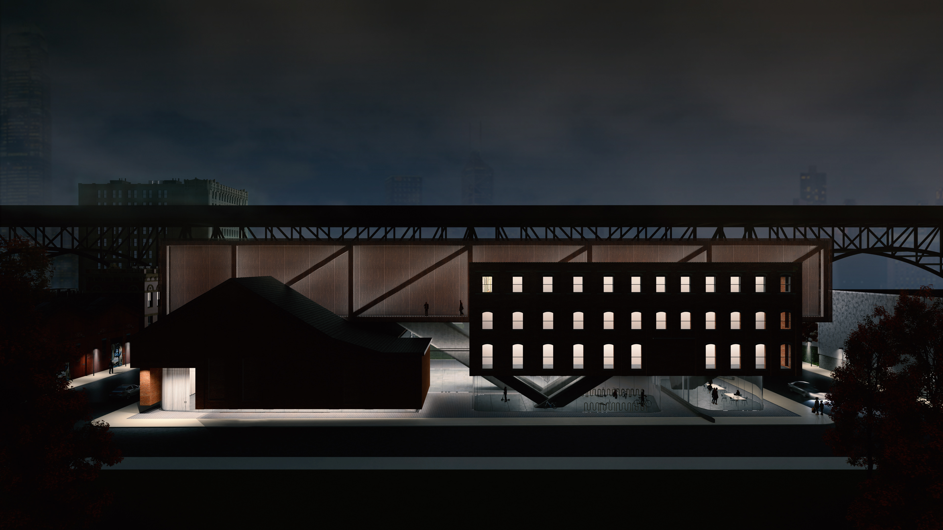exterior perspective at night